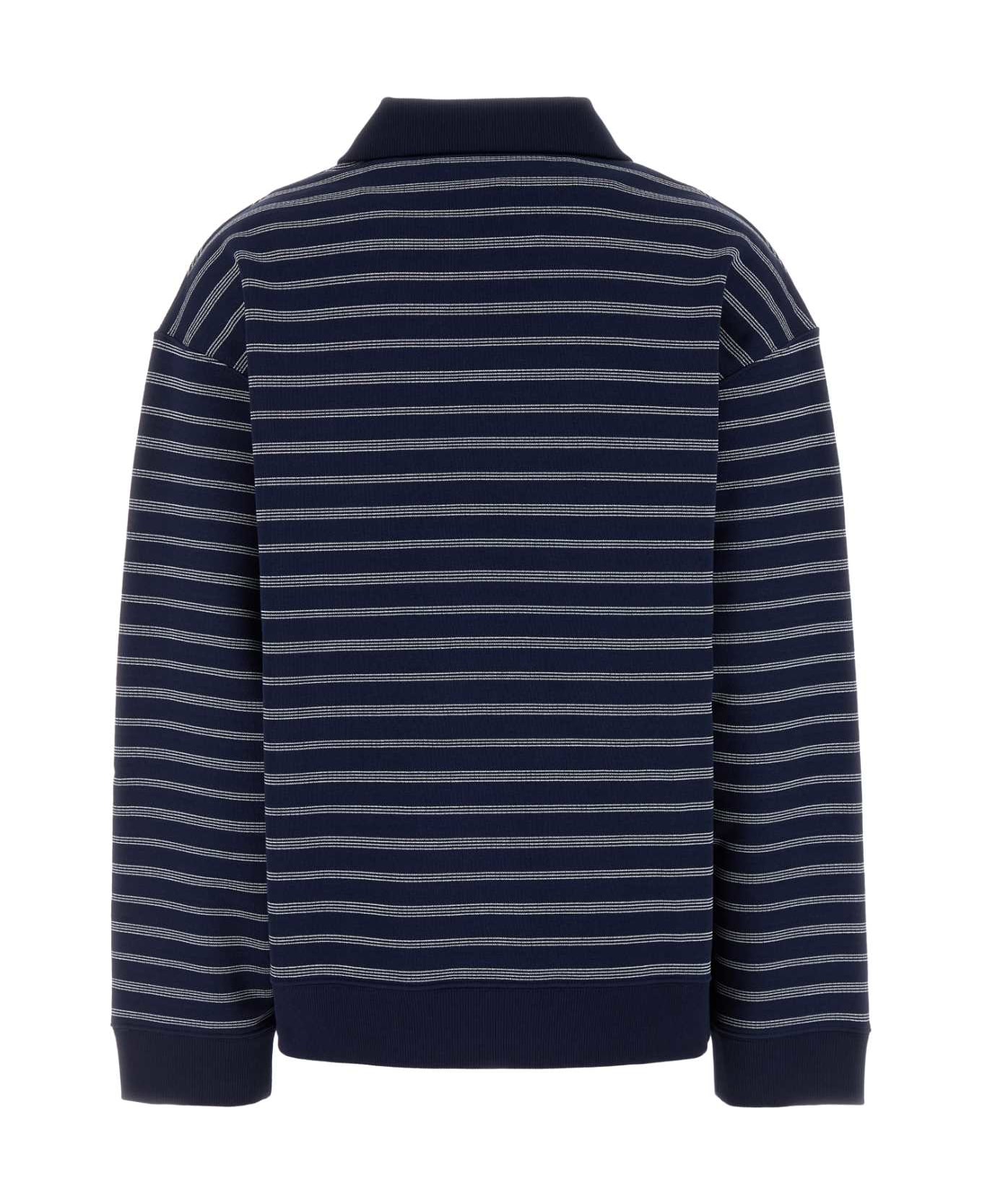 Miu Miu Embroidered Cotton Oversize Polo Shirt - BLUBIANCO