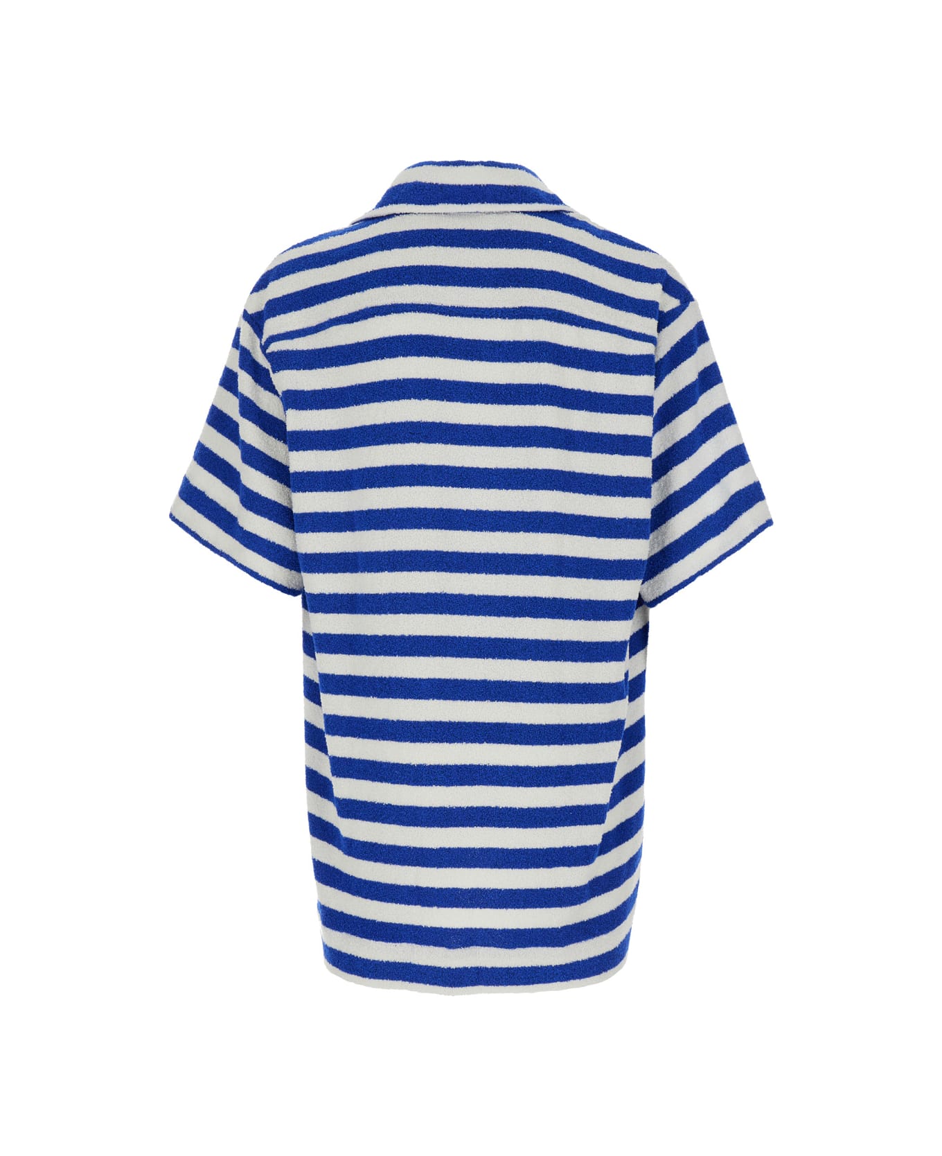 Vivienne Westwood Blue And White Striped Bowling Shirt With Orb Embroidery In Cotton Blend Man - Blu