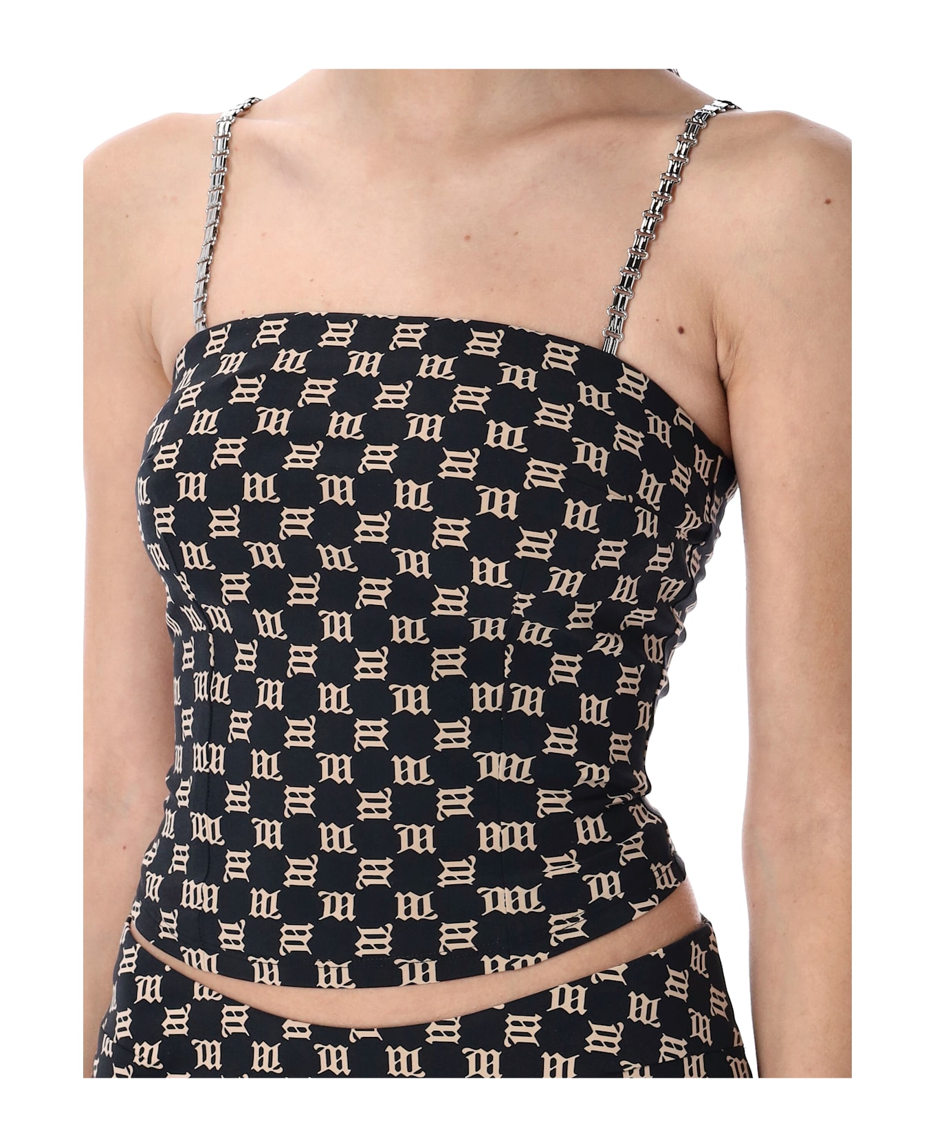 MISBHV Monogram Spaghetti Top - BLACK BEIGE