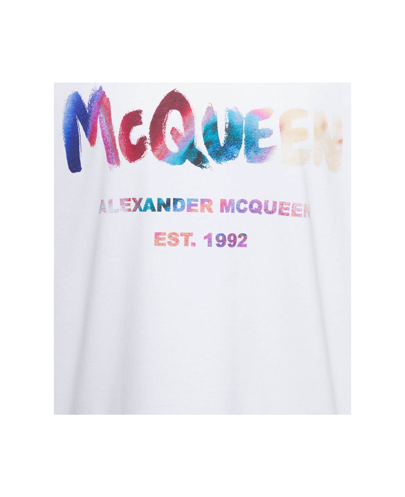 Alexander McQueen Crewneck Sweatshirt With Multicolor Graffiti Logo Print - White