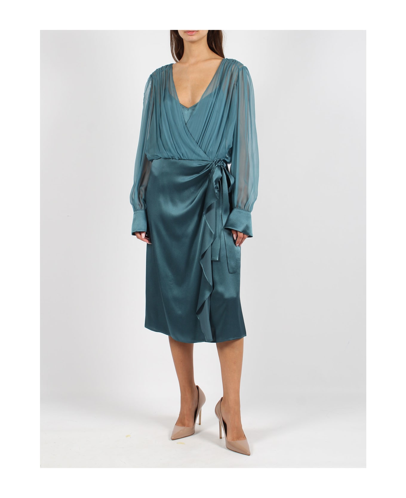 Alberta Ferretti Silk Wrap Dress - Blue