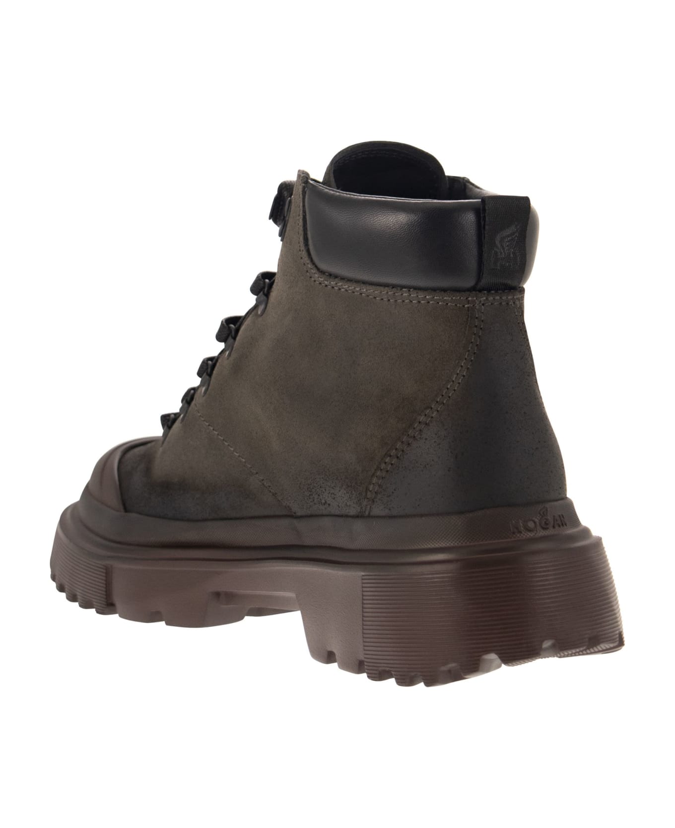 Hogan Greased Nubuck Leather Ankle Boot - Brown