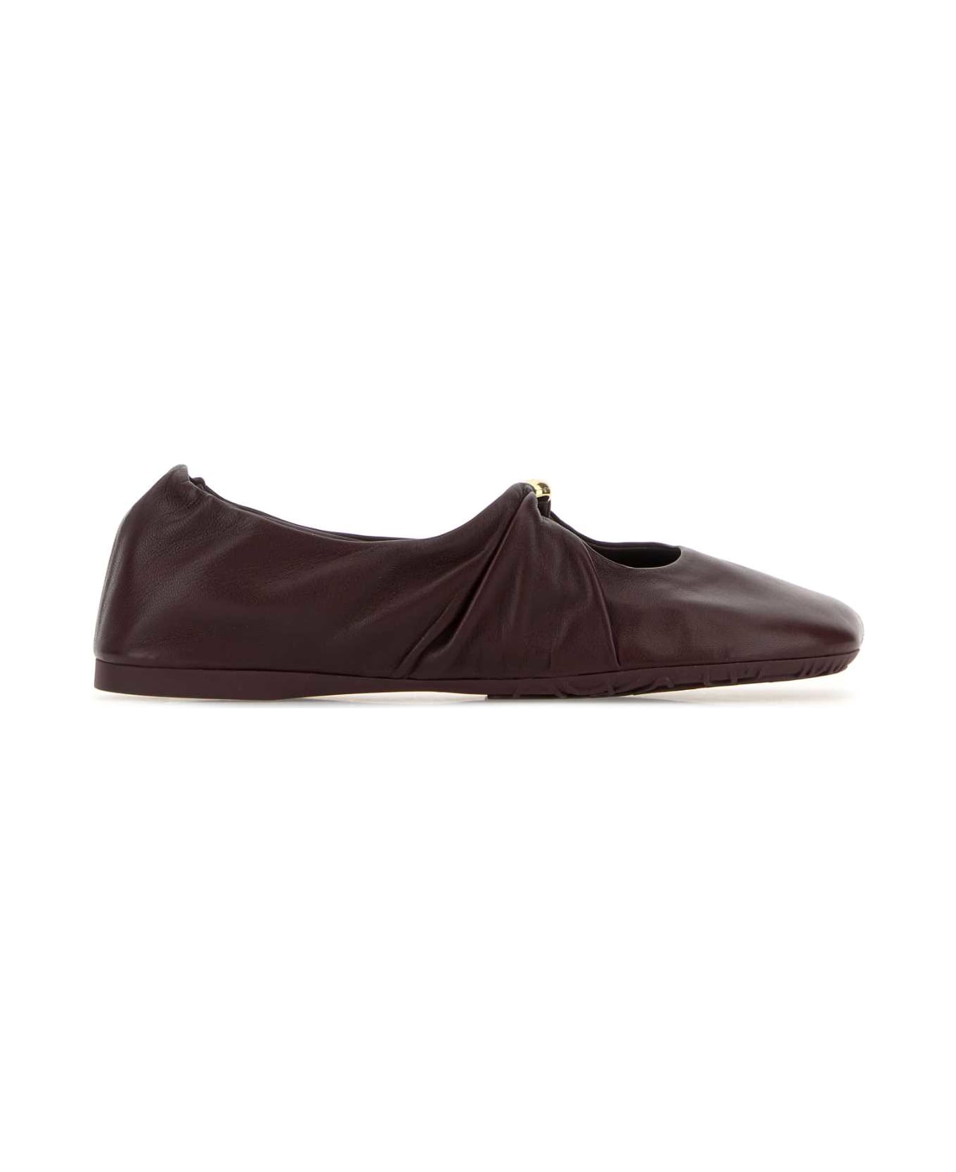 Loewe Burgundy Nappa Leather Pebble Ballerinas - BURGUNDY