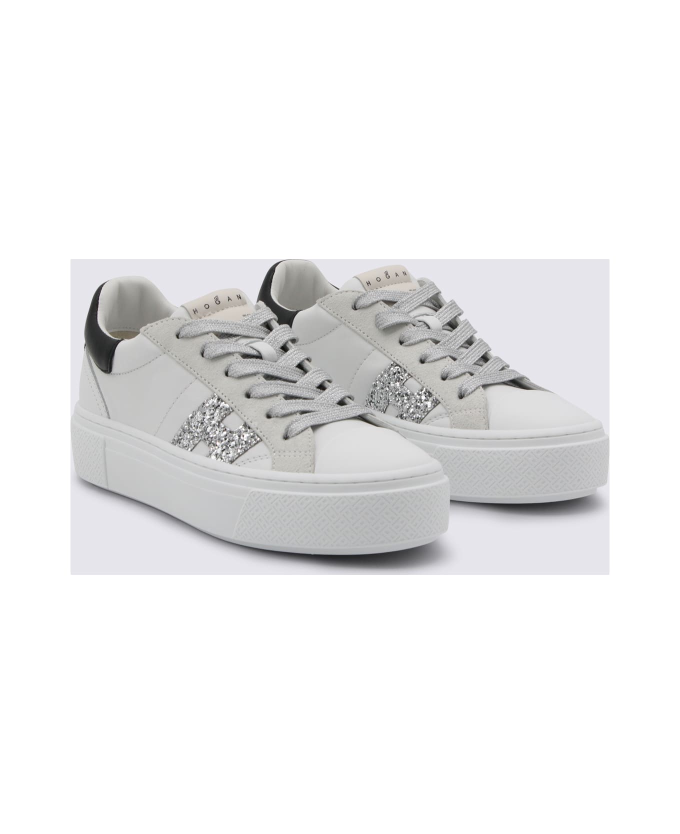 Hogan White And Black Leather Sneakers - White