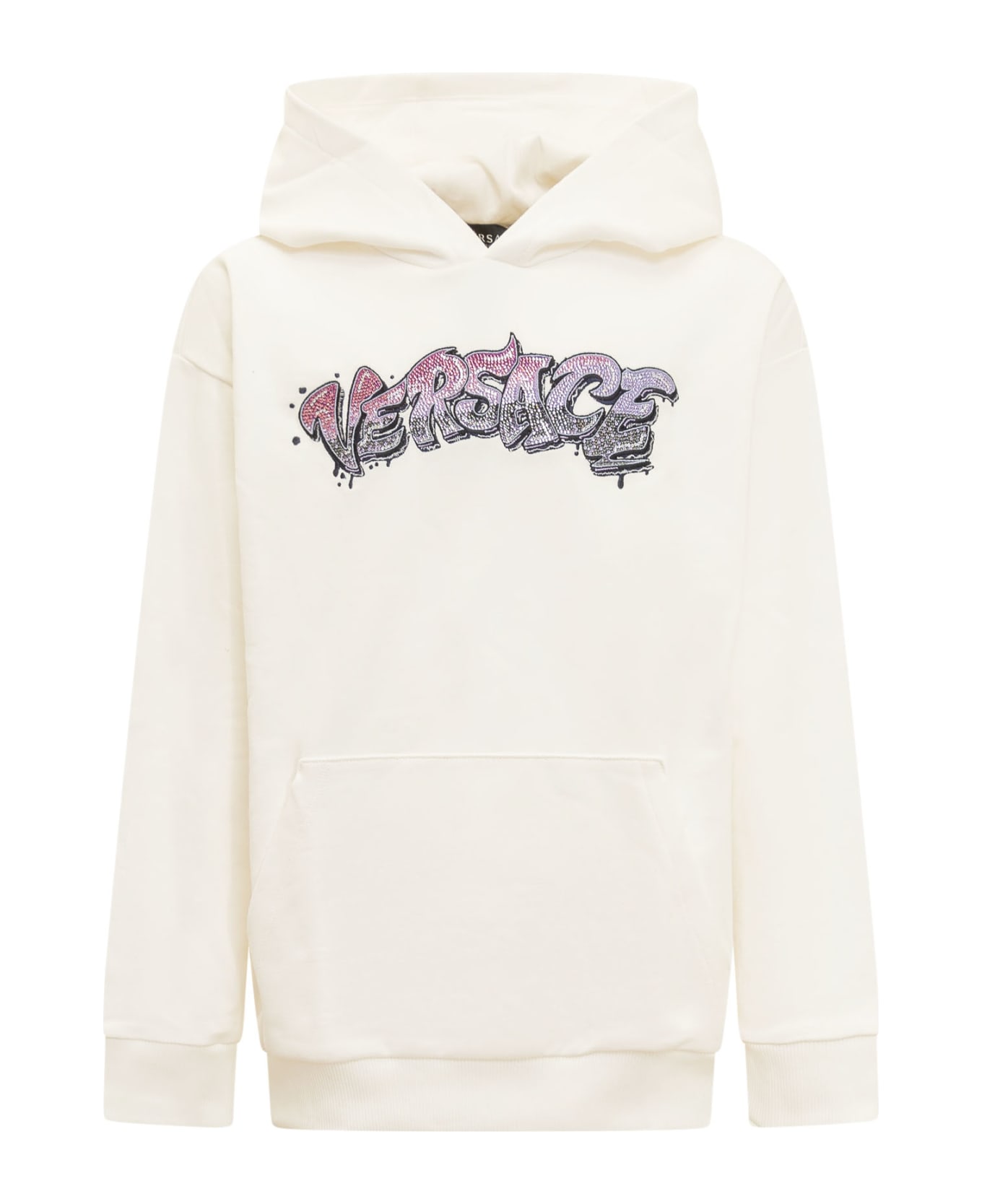 Young Versace Sweatshirt With Logo - Bianco Fuxia Multicolor