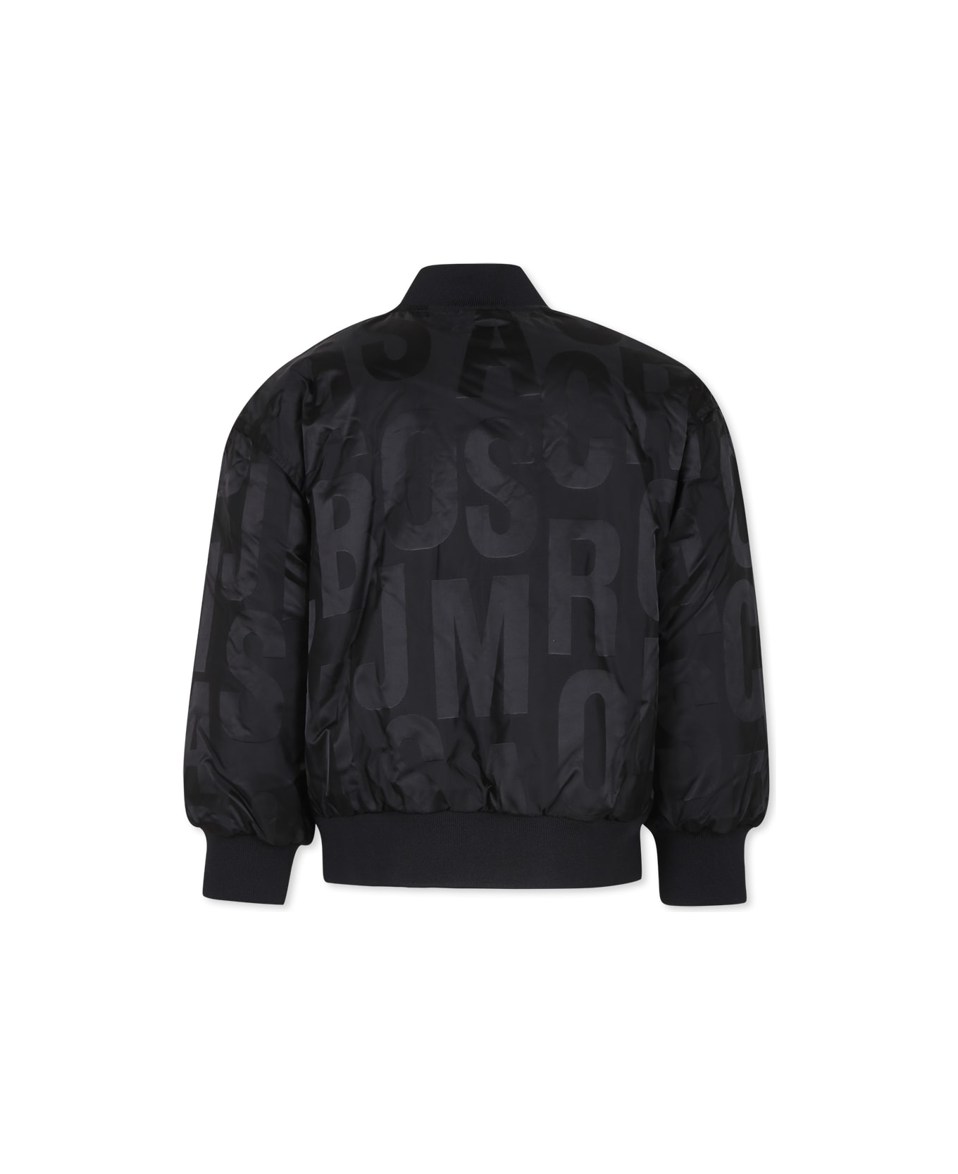 Marc Jacobs Black Bomber Jacket For Kids With Monogram - Black