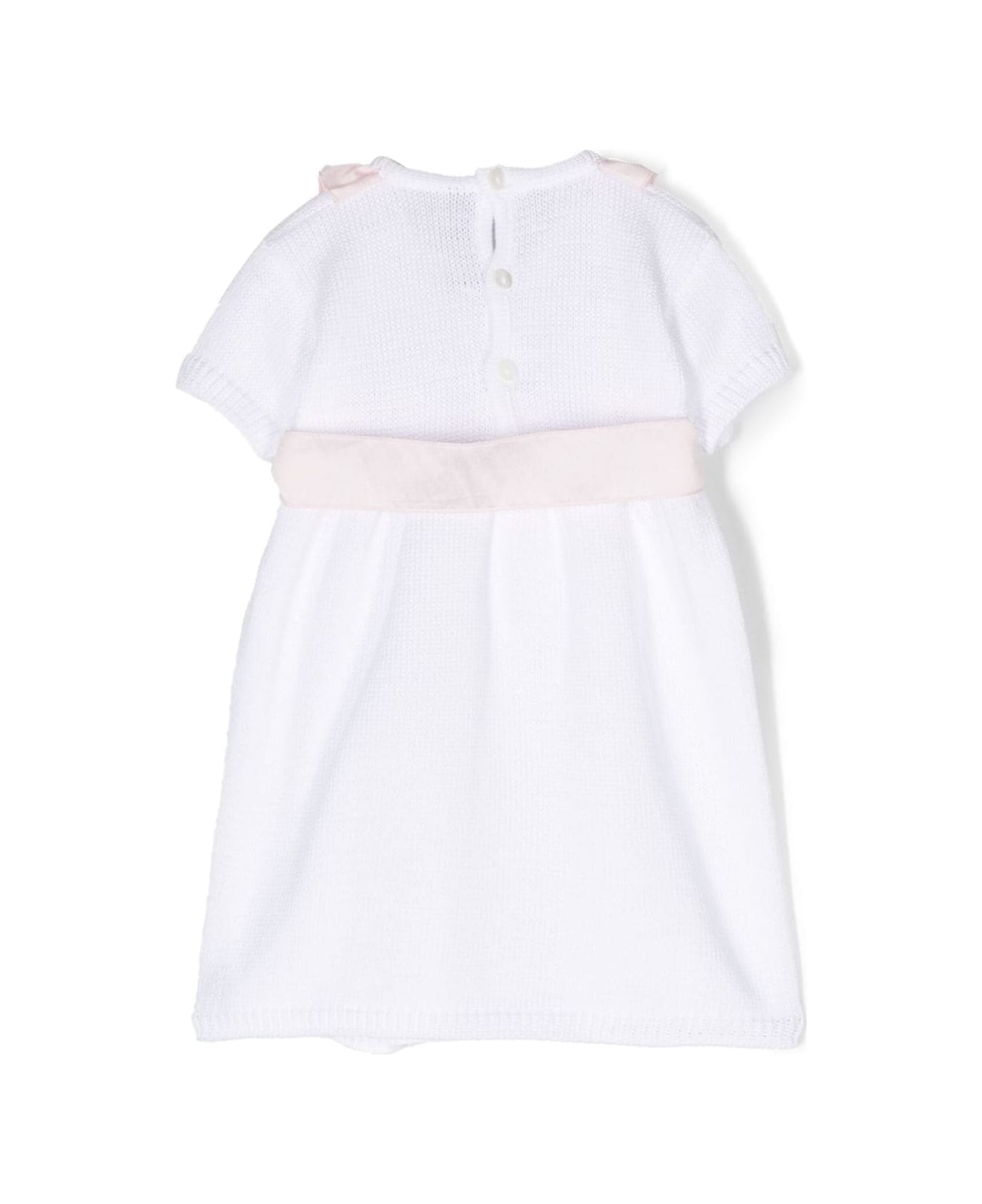 Little Bear Dress With Bow - White