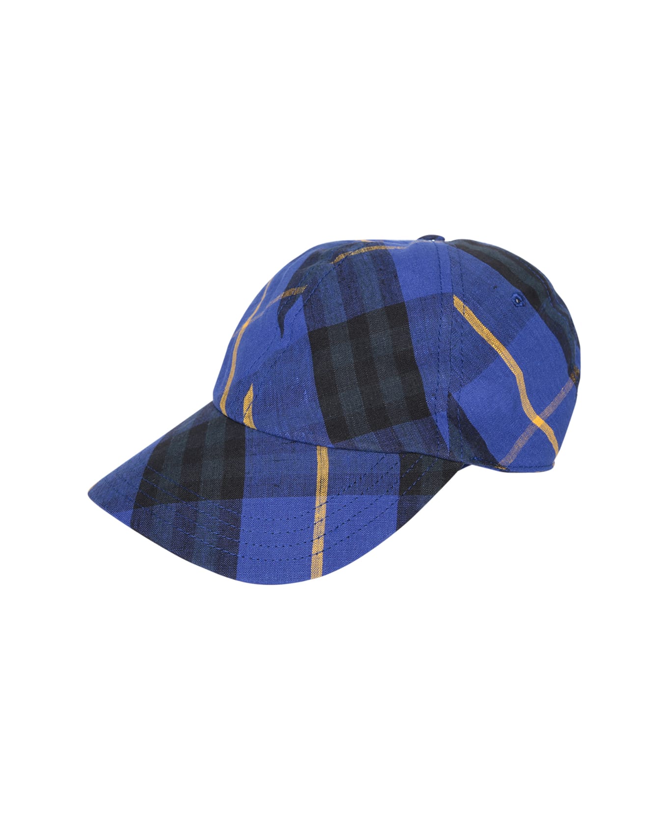 Burberry Linen Cap With A Visor - BRIGHT NAVY IP CHK