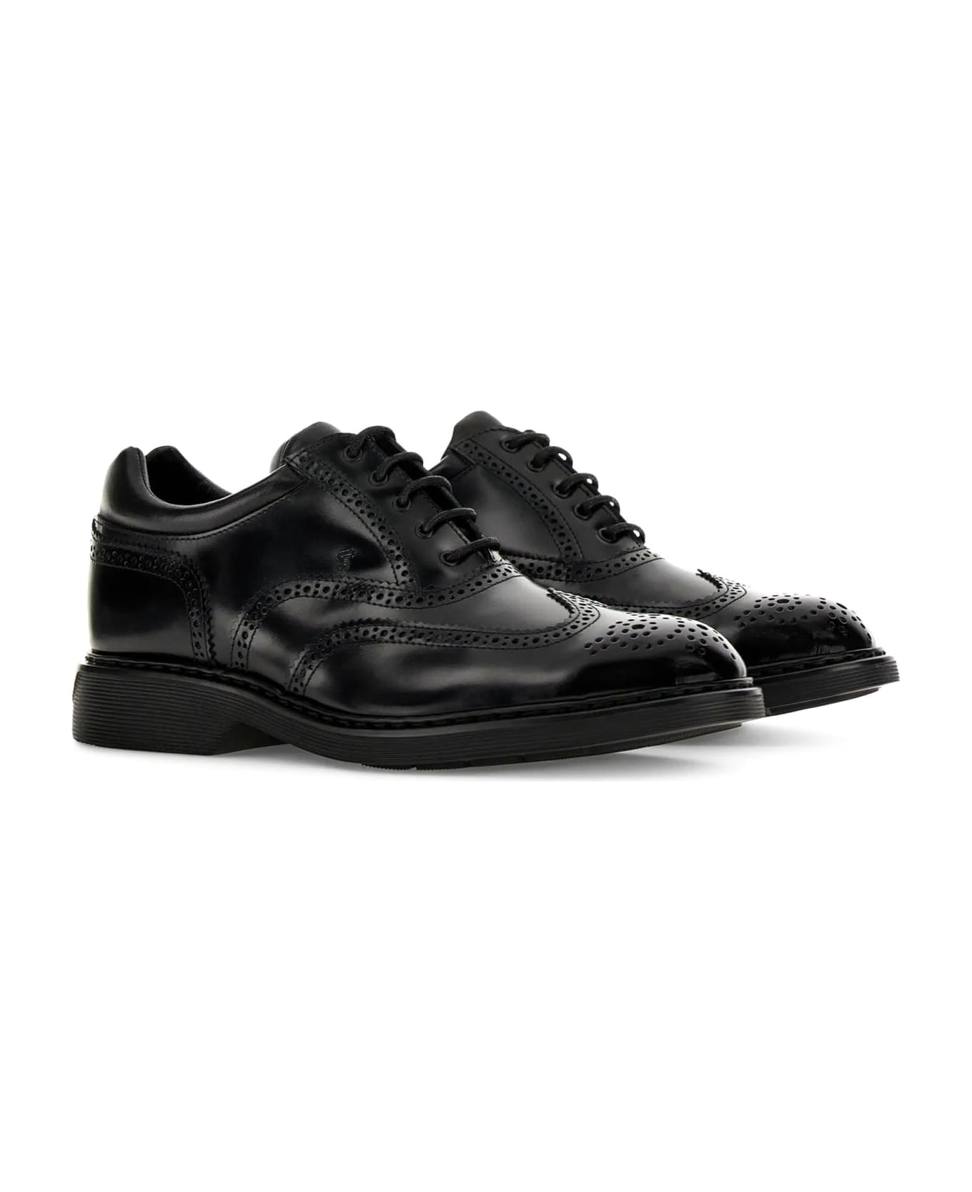 Hogan H576 Leather Lace-up Shoes - black