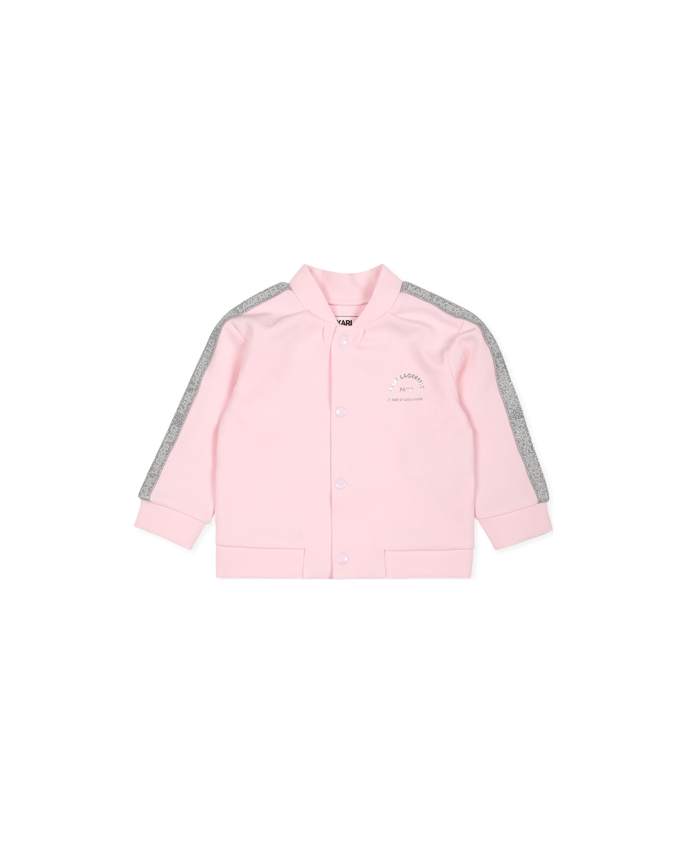 Karl Lagerfeld Kids Pink Suit For Baby Girl With Choupette Print - Pink