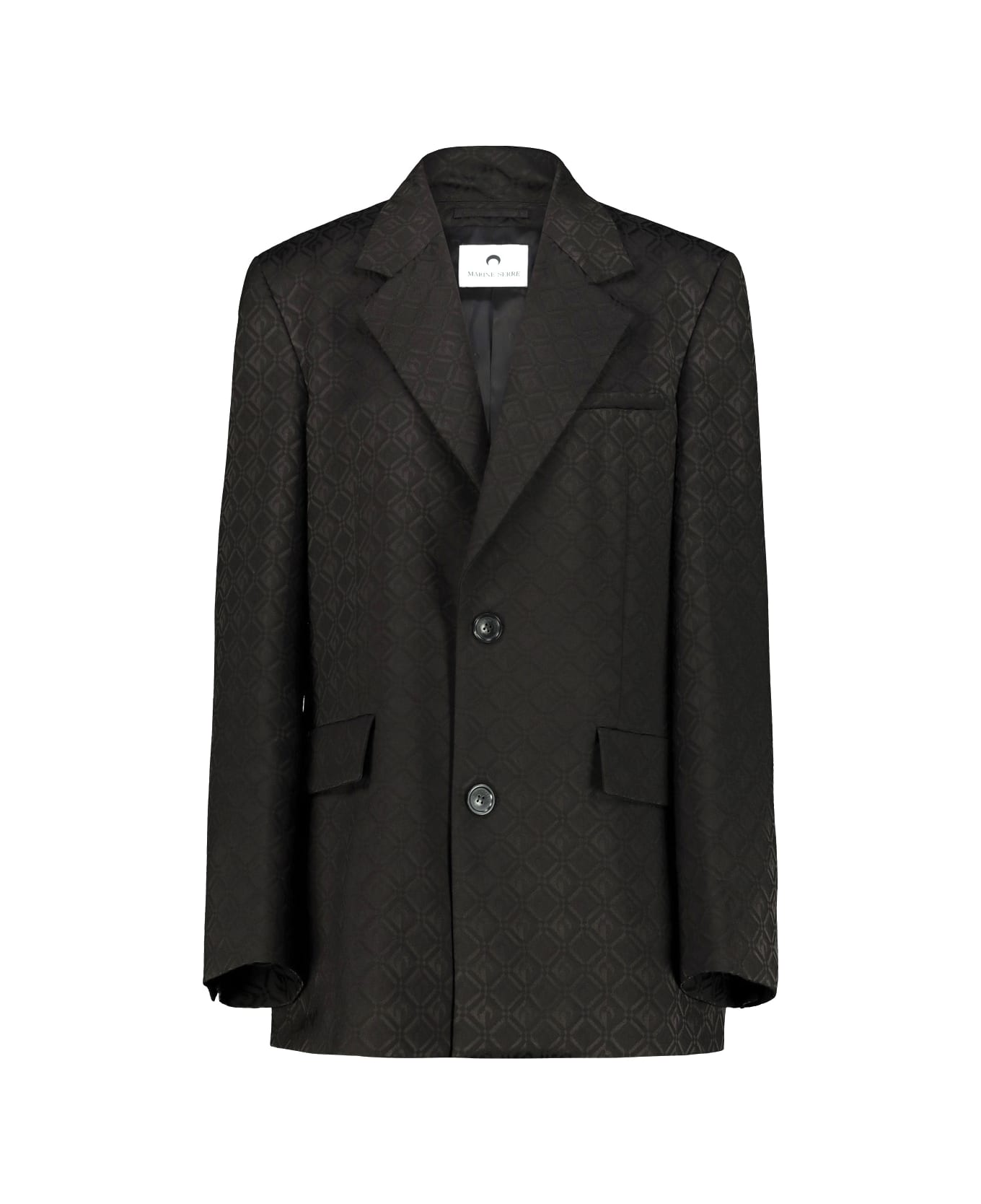 Marine Serre Moon Diamond Jacquard Tailoring Boxy Suit Jacket - Black