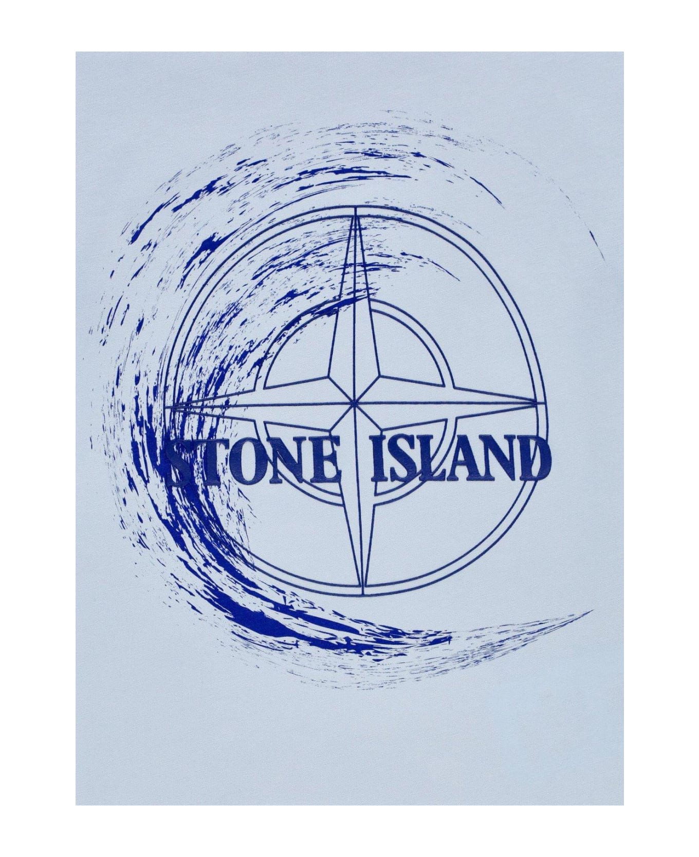 Stone Island Logo Printed Crewneck T-shirt - Celeste