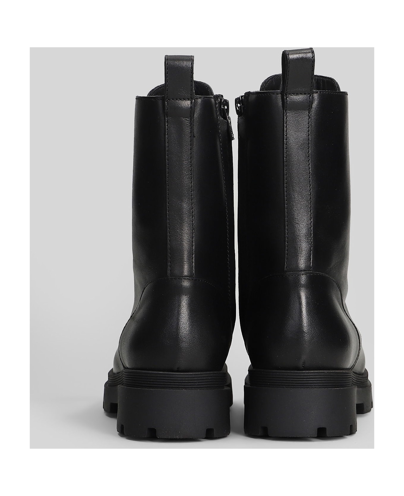 Fabio Rusconi Combat Boots In Black Leather - black