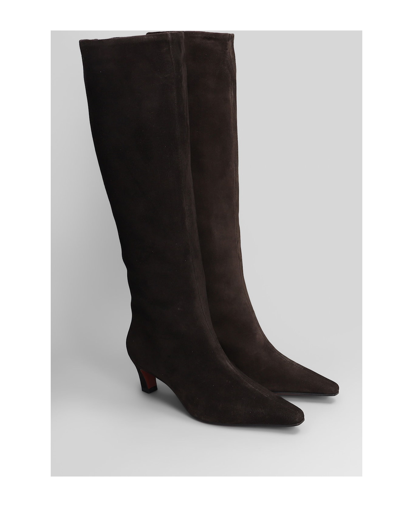 Roberto Festa Fredine High Heels Boots In Dark Brown Suede - dark brown