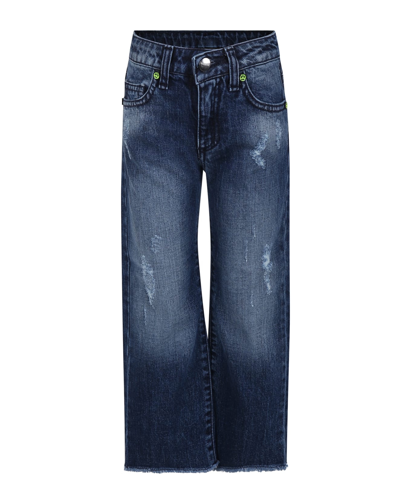 Barrow Jeans For Kids With Rips And Logo - DENIM BLUE