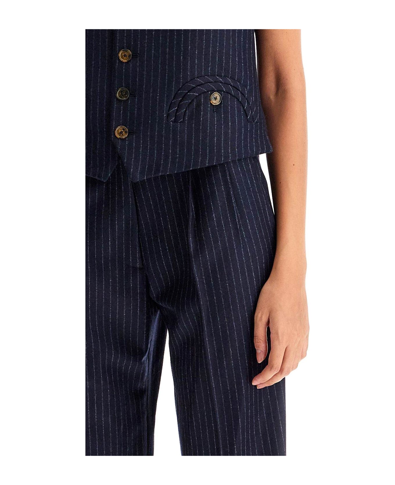 Blazé Milano Feral Pinstriped Waistcoat - Blue