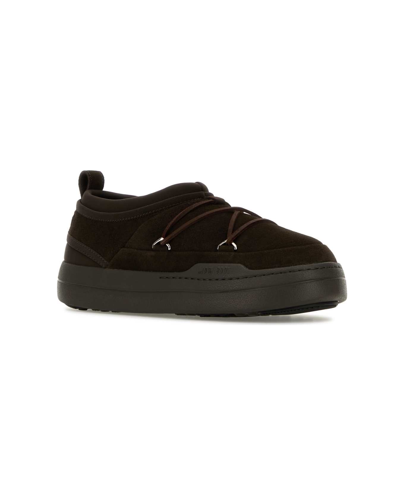 Moon Boot Brown Suede Mb Park Icon Slip Ons - DARKBROWN