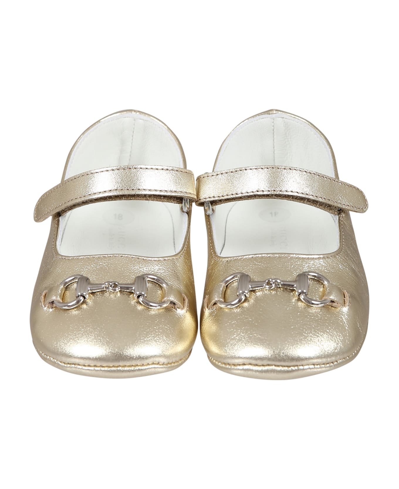 Gucci Gold Ballet Flats For Baby Girl With Horsebit - Gold