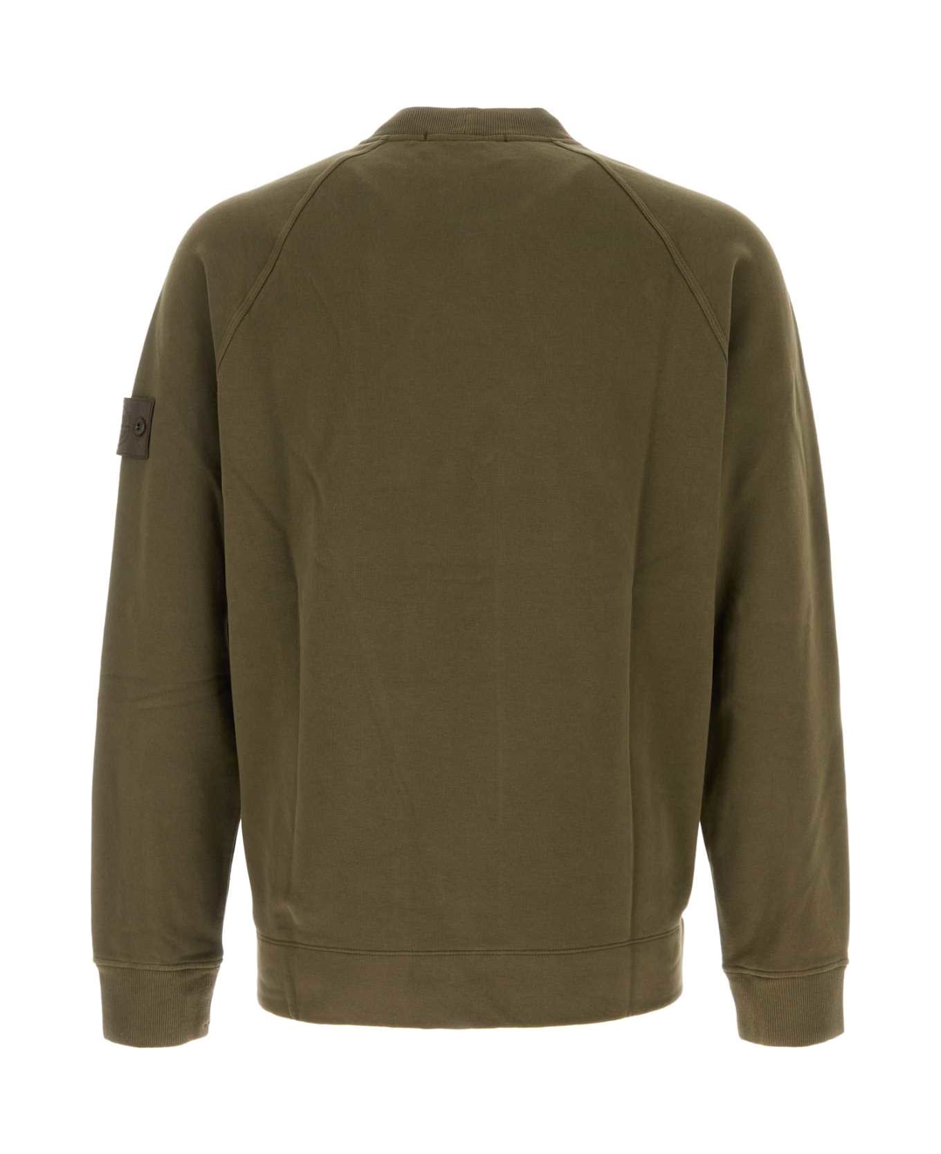 Stone Island Army Green Stretch Cotton Sweatshirt - MILITARY