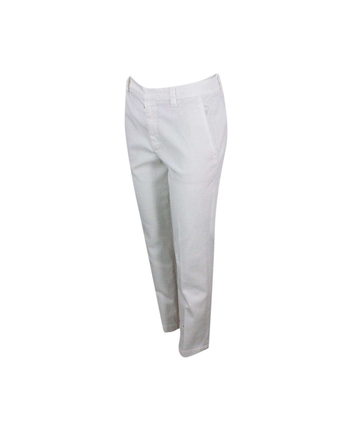 Brunello Cucinelli Garment-dyed Stretch Cotton Drill Cigarette Trousers - White