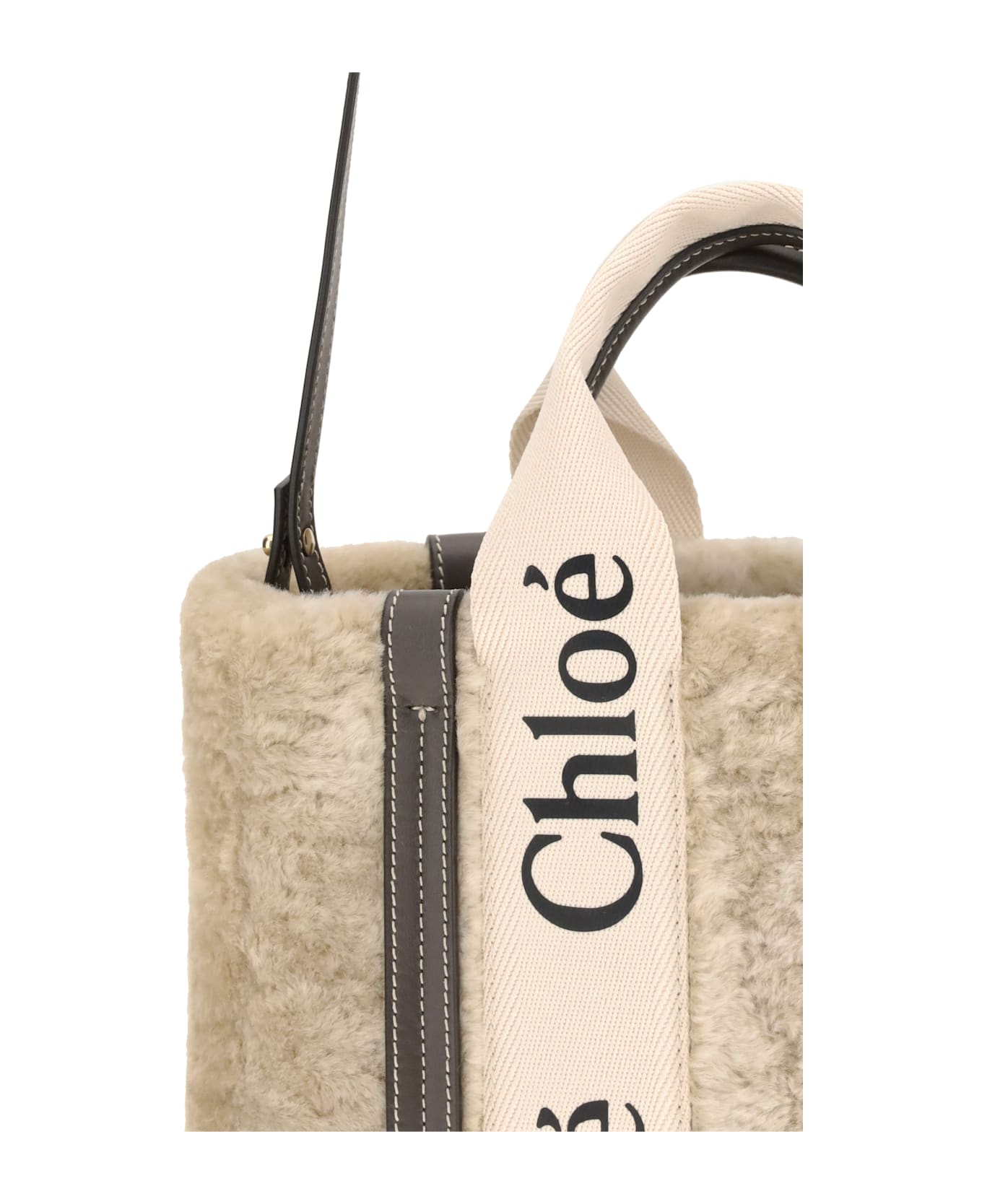 Chloé Small Woody Shearling Tote Bag