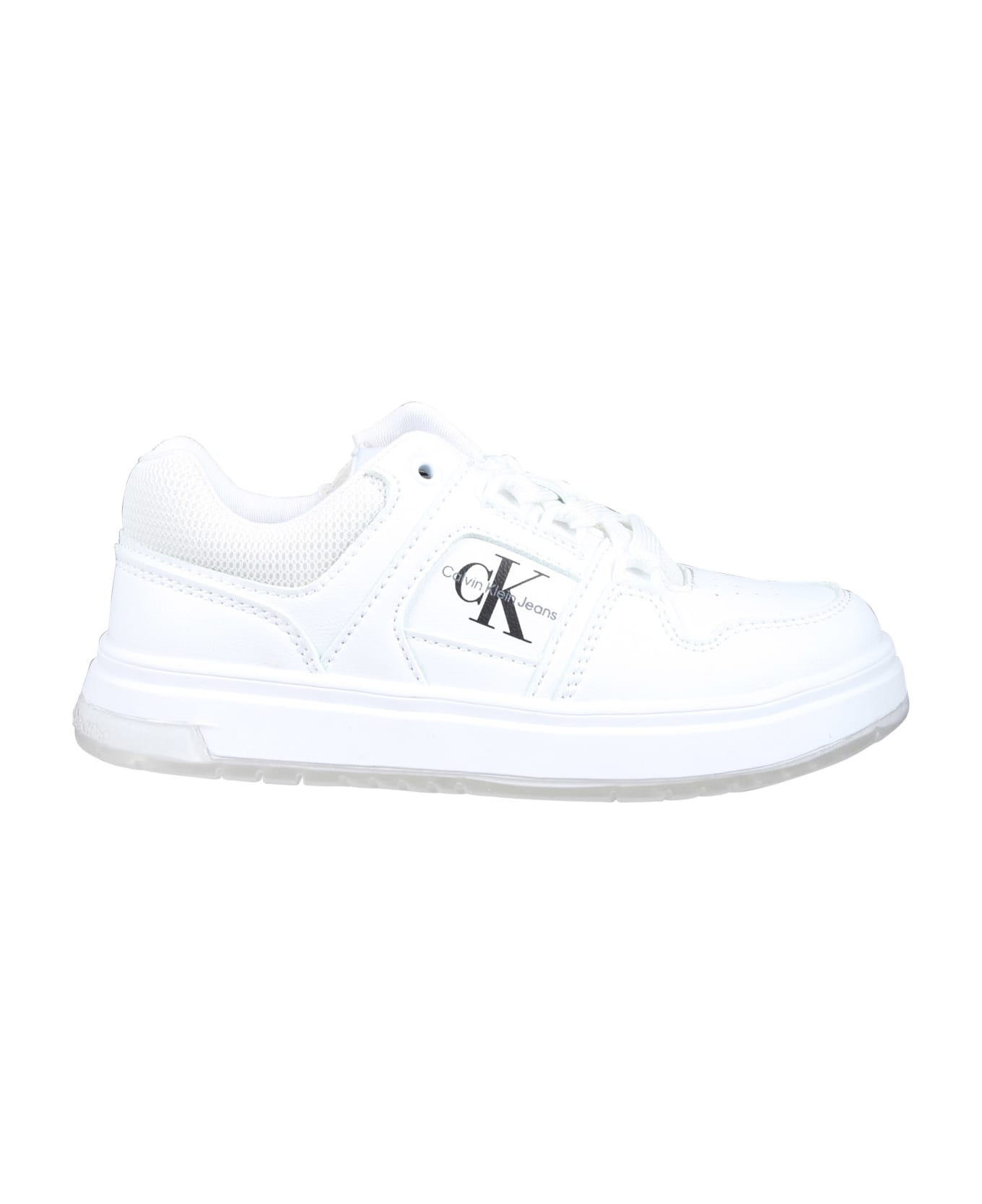 Calvin Klein White Sneakers For Kids With Logo - White シューズ