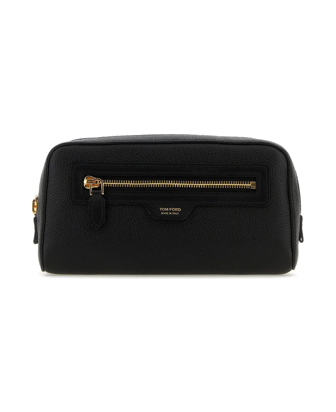 Tom Ford Black Leather Beauty-case - Black