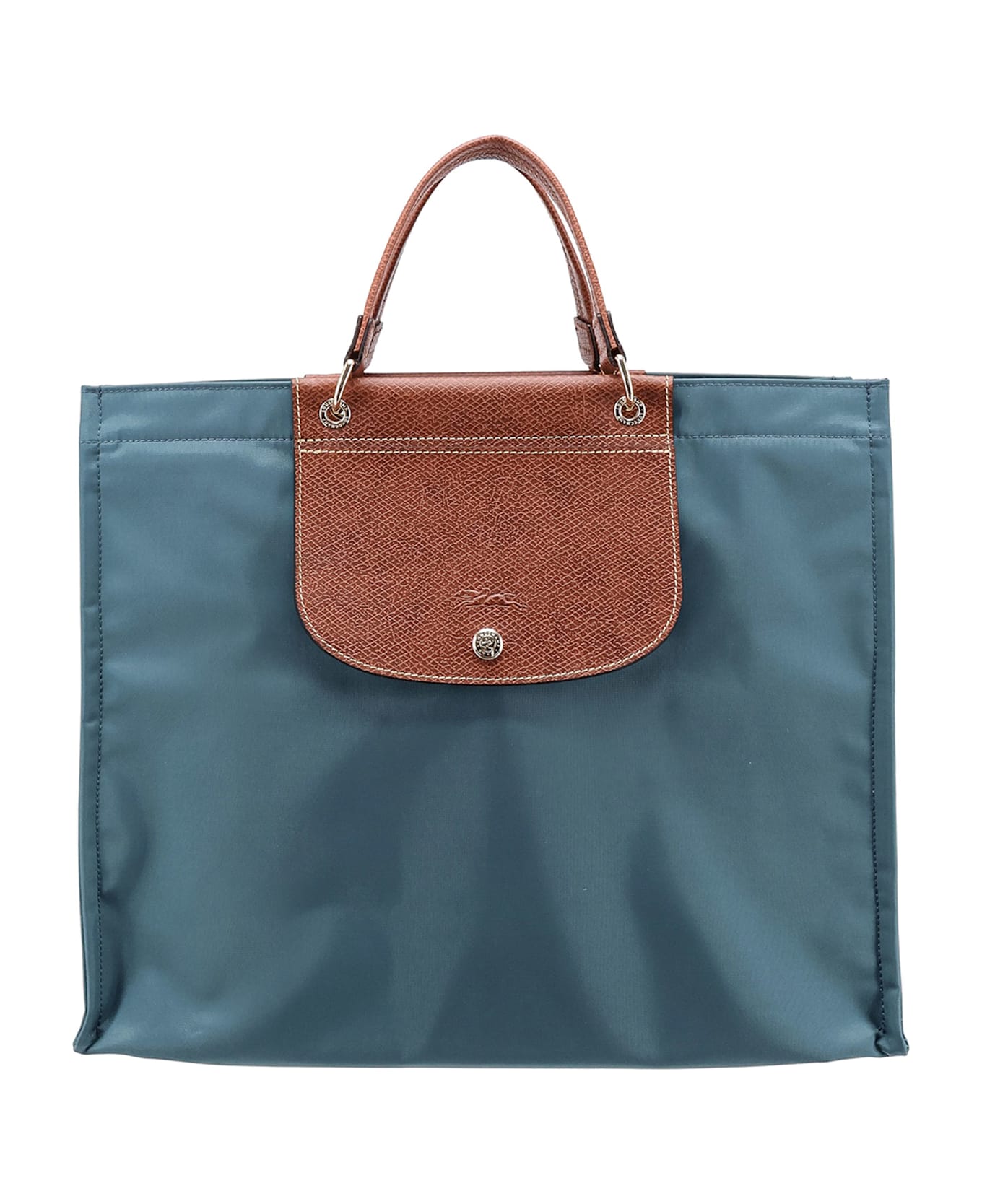 Longchamp Le Panier Pliage Nylon Handbag With Leather Details - Green