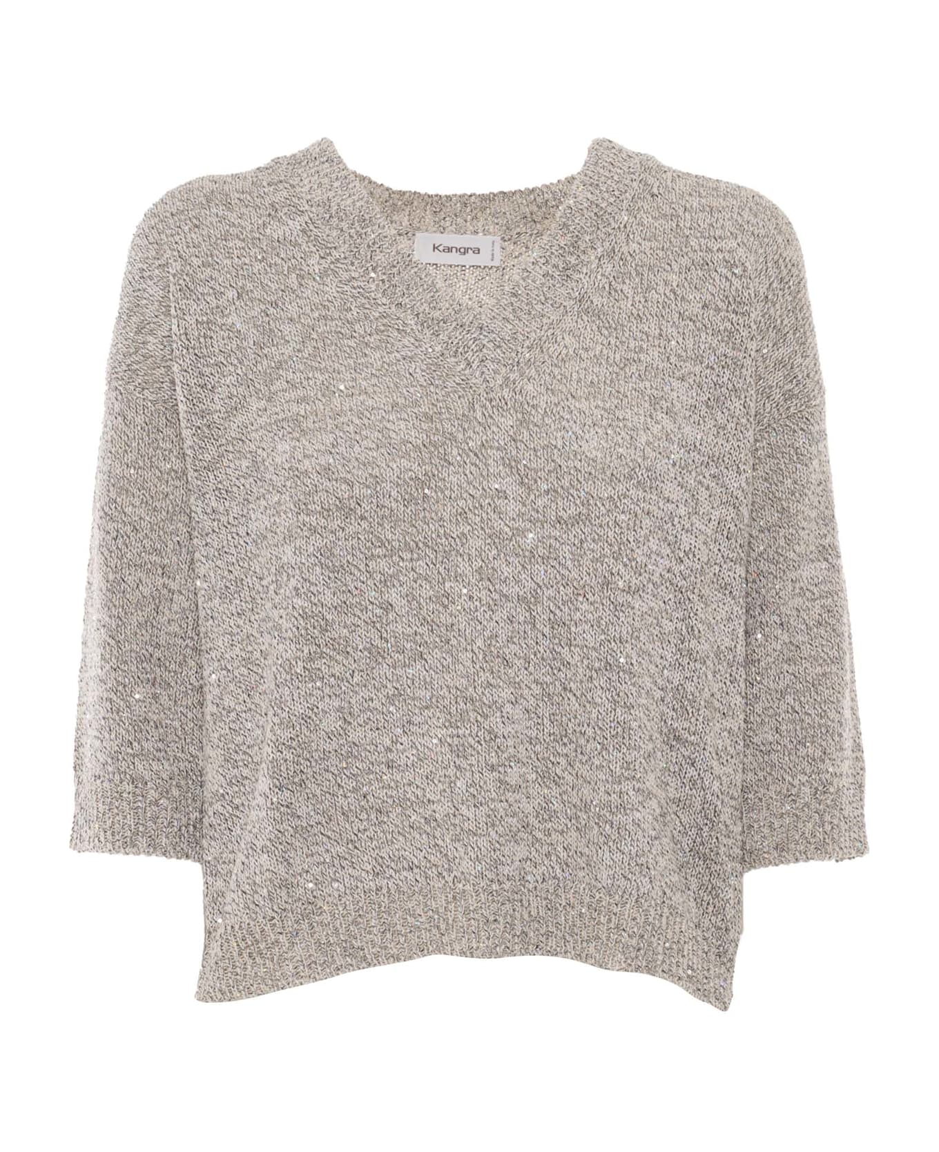 Kangra Boxing Sequins Sweater - BEIGE