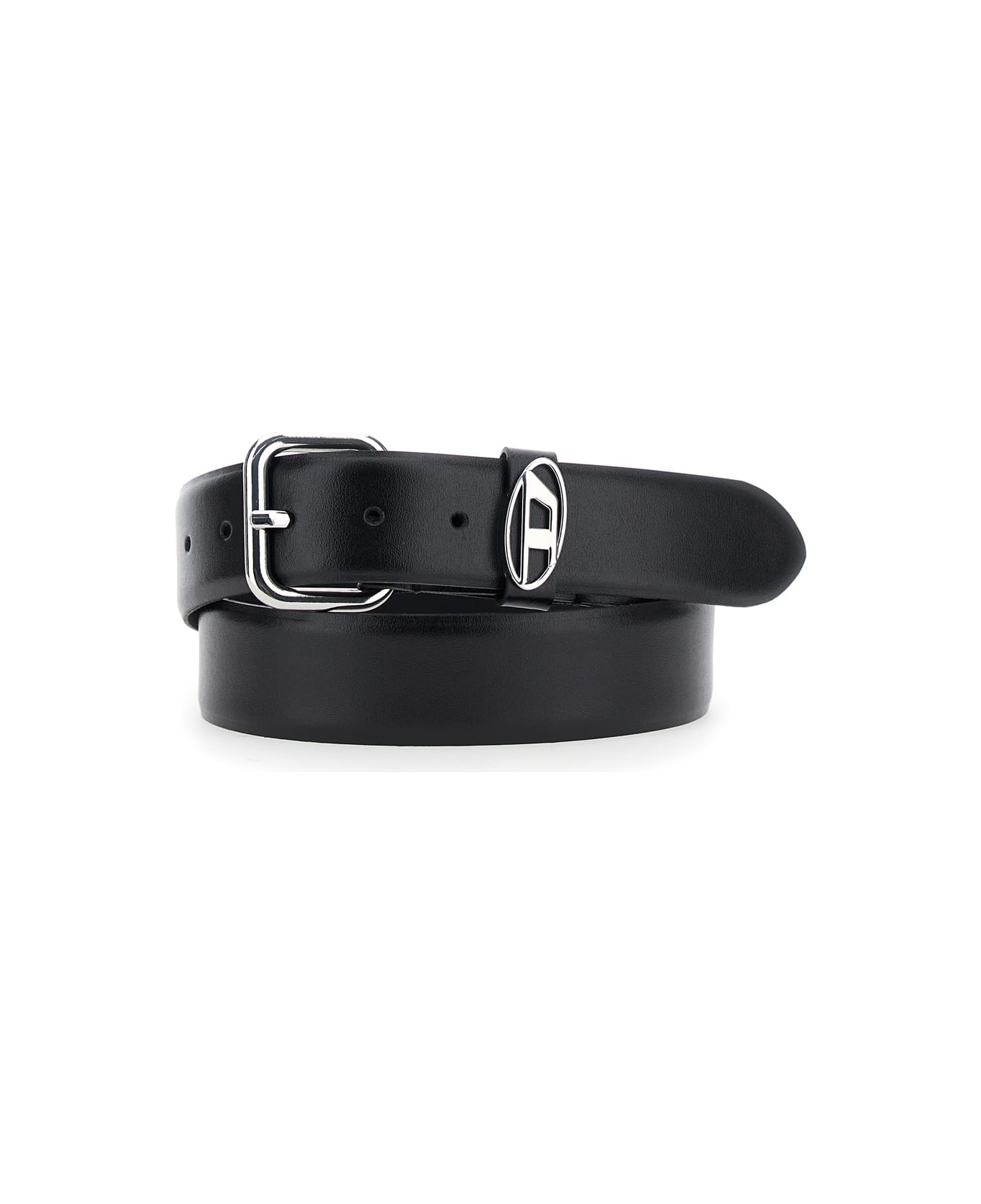 Diesel Black Belt With 1dr Buckle In Leather Man - Black