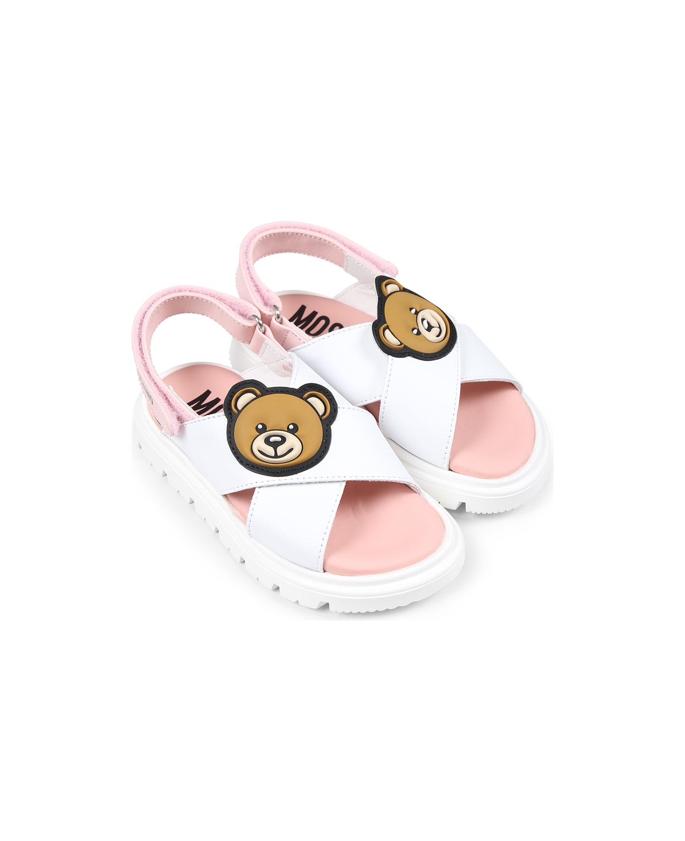 Moschino Pink Sandals For Baby Girl And Girl - White