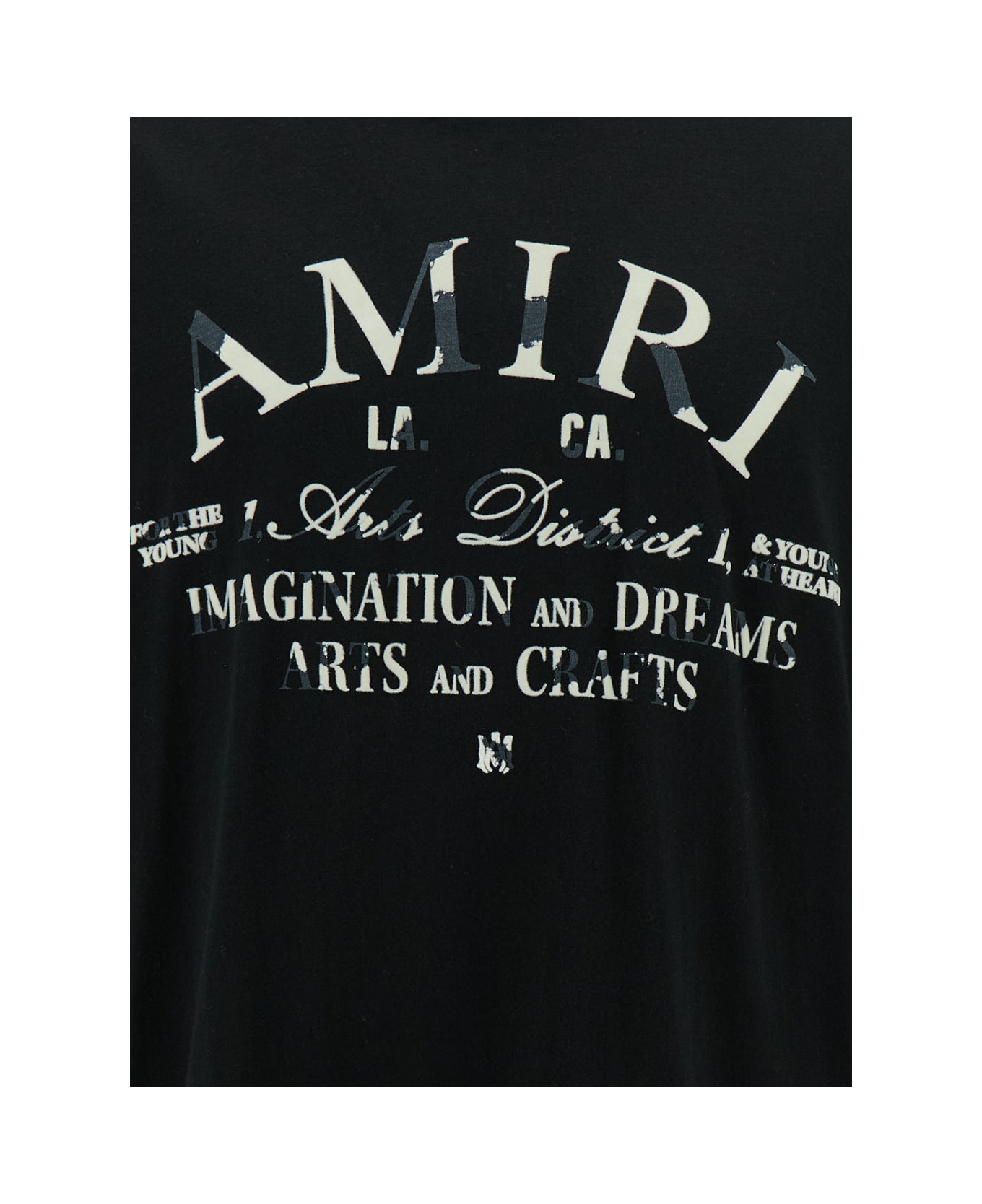 AMIRI Black T-shirt With Distressed Arts District Print In Cotton Man - Black