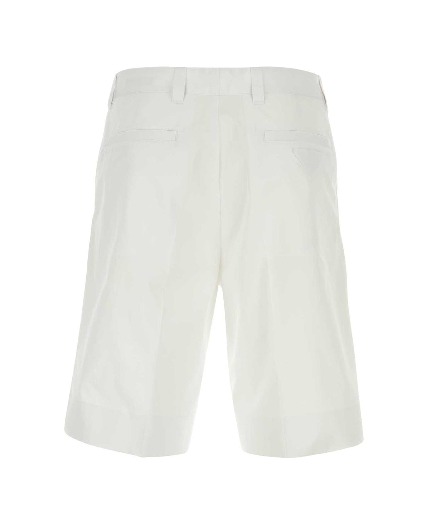Prada Belt-looped Straight-leg Shorts - Bianco