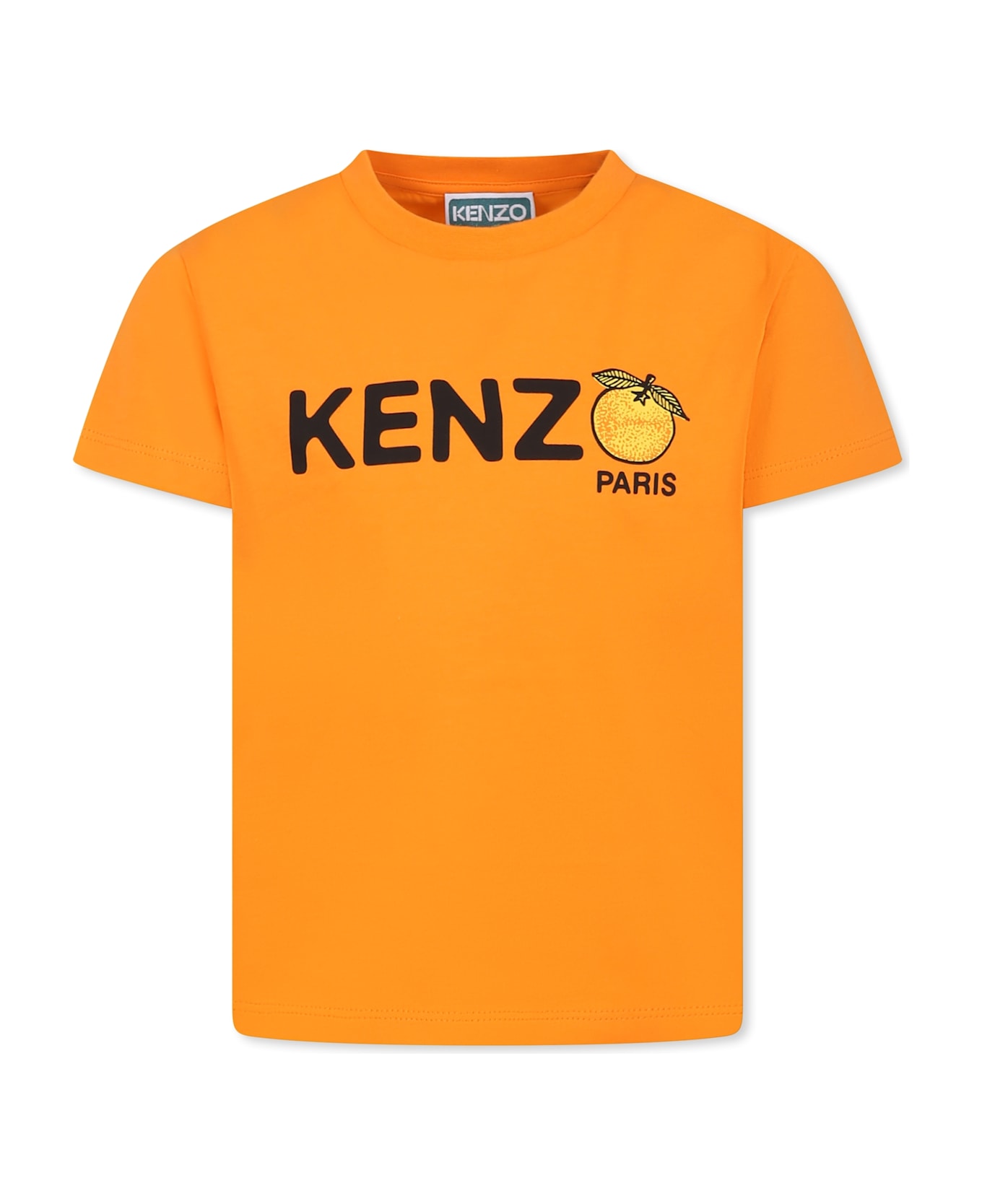 Kenzo Kids Orange T-shirt For Boy With Logo - Orange