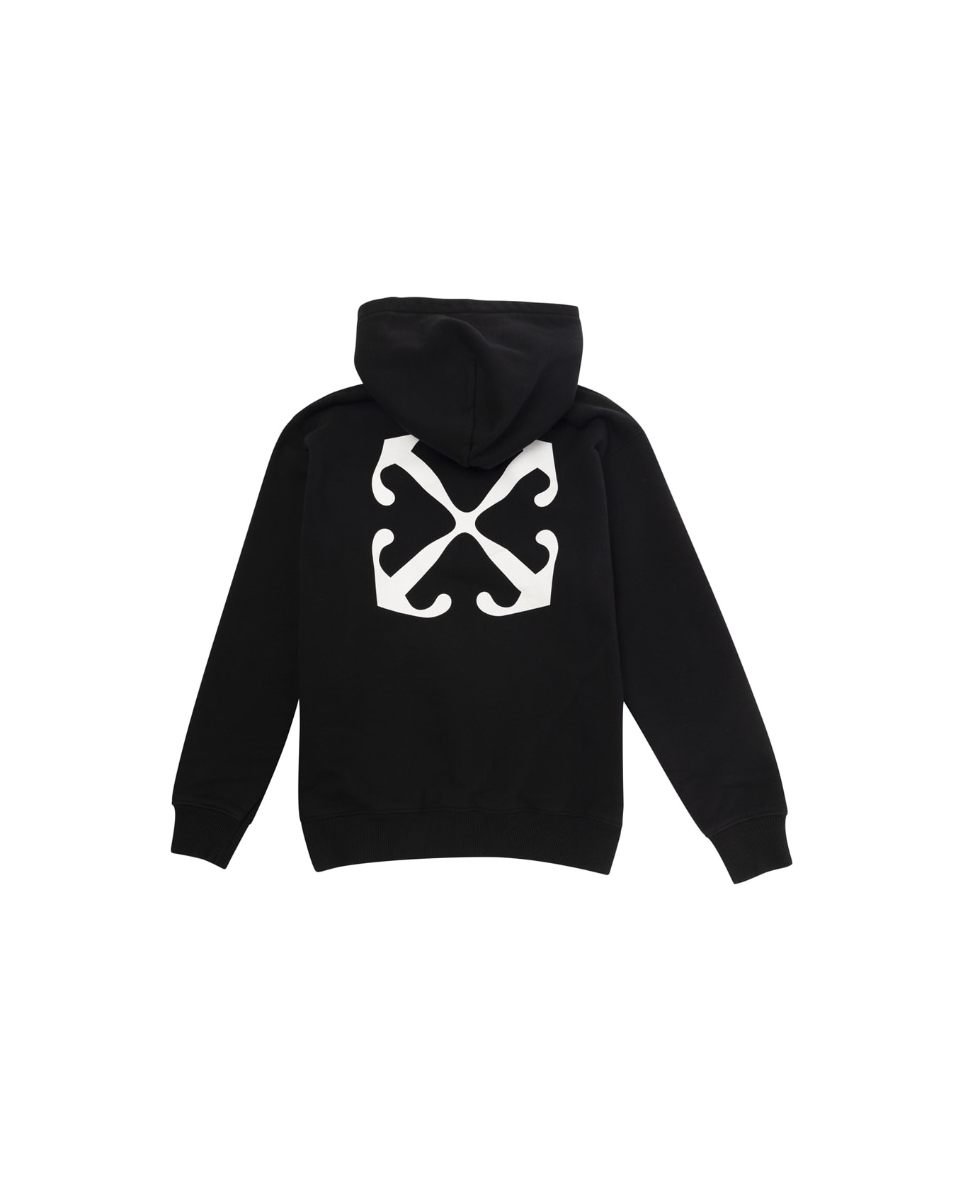 Off-White Black Hoodie With Arrow Print In Cotton Boy - Black