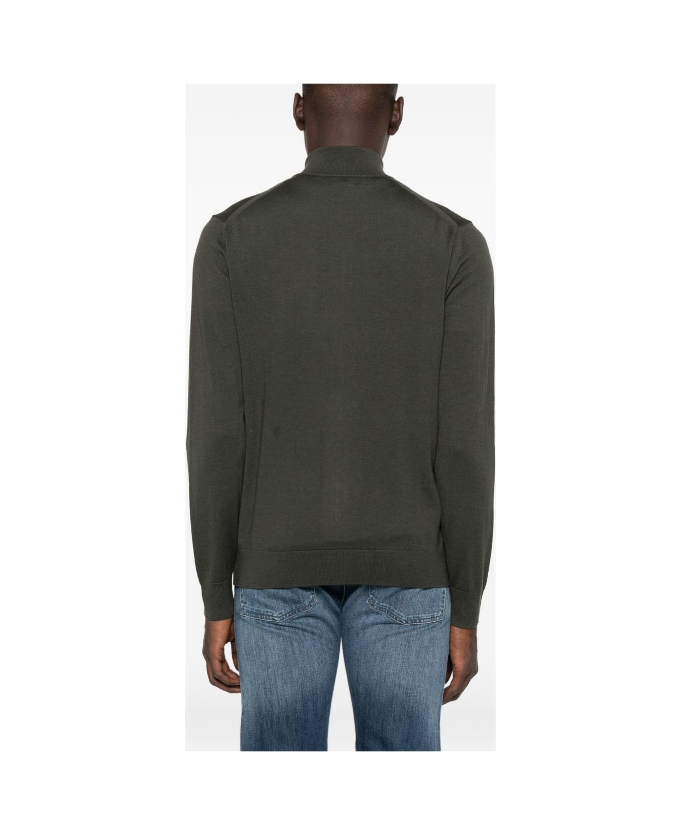 Emporio Armani Wool Zipped Cardigan - Green