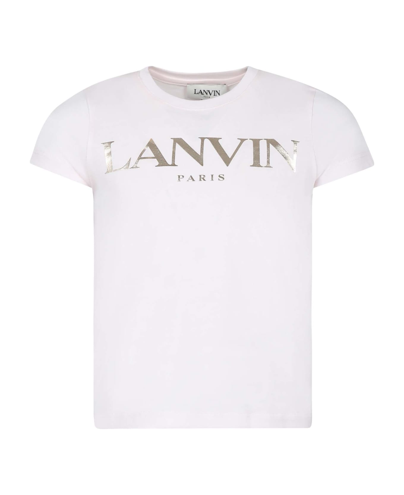 Lanvin Pink T-shirt For Girl With Logo - N Rosa Antico