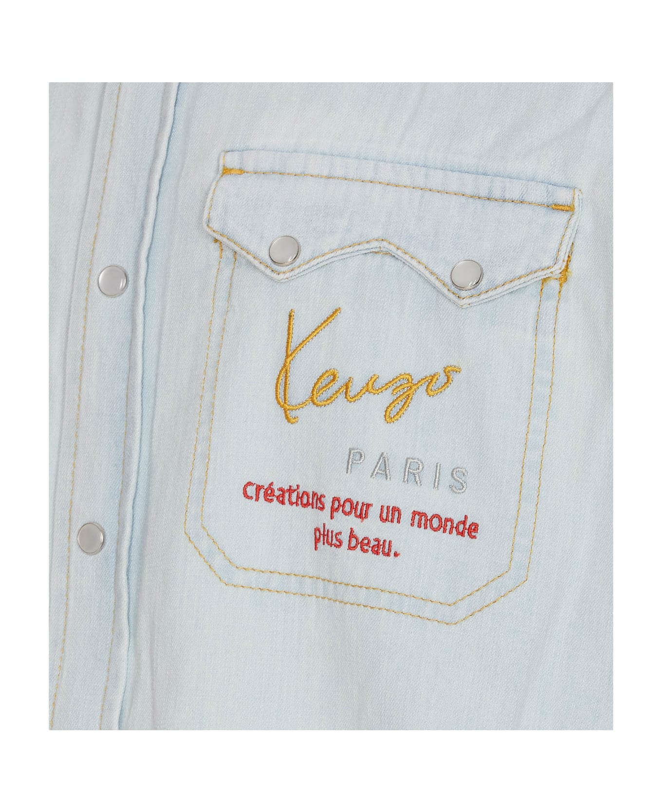 Kenzo Signature Western Shirt - Db Bleached Blue Denim