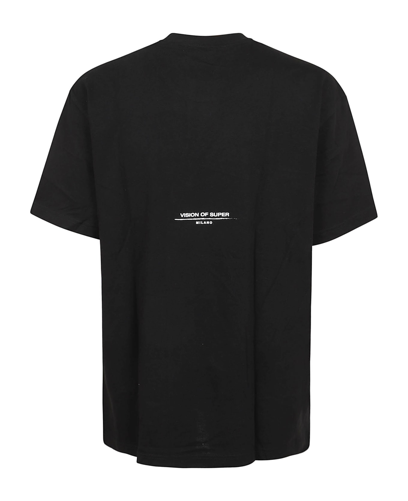 Vision of Super Black T-shirt With Flames Logo And Metal Label - Black シャツ