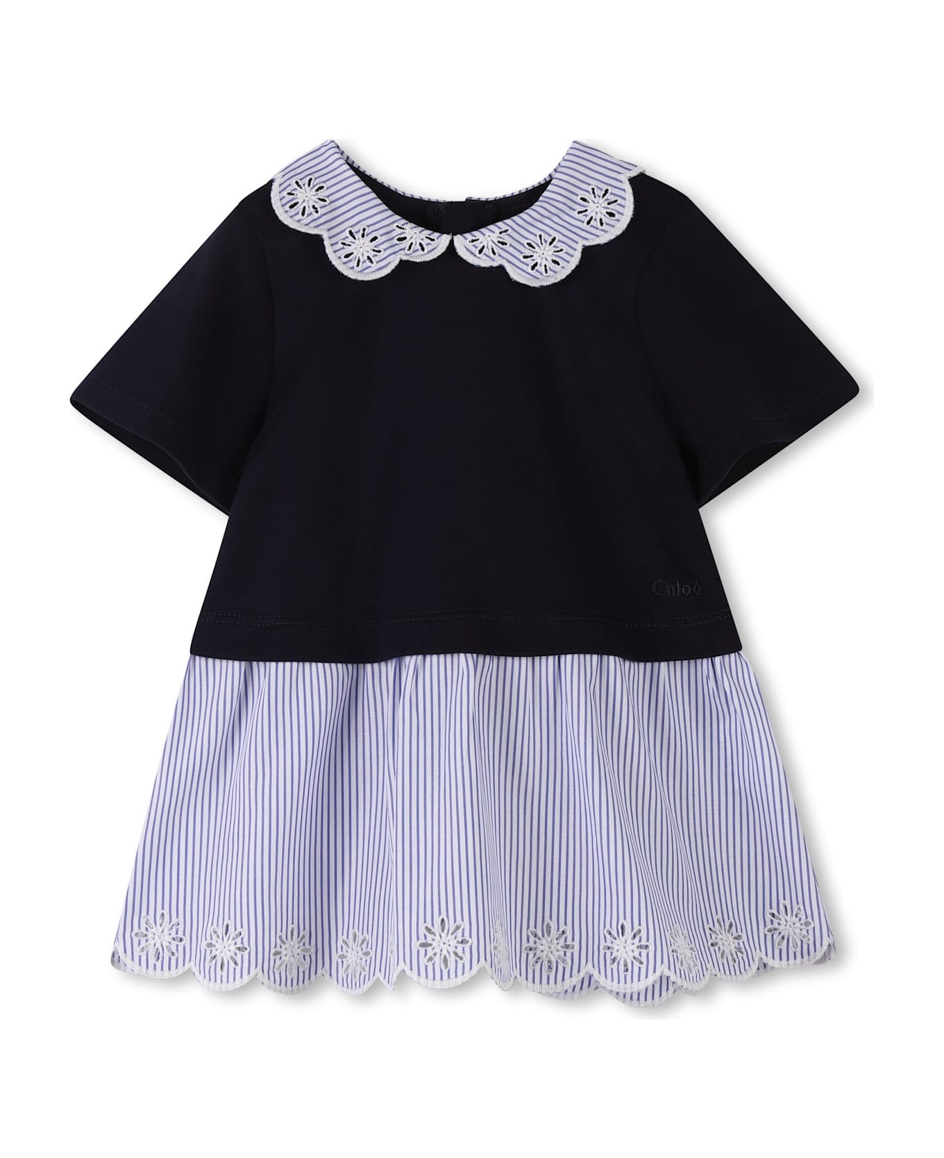 Chloé Abito Con Ricamo A Fiori - Blue