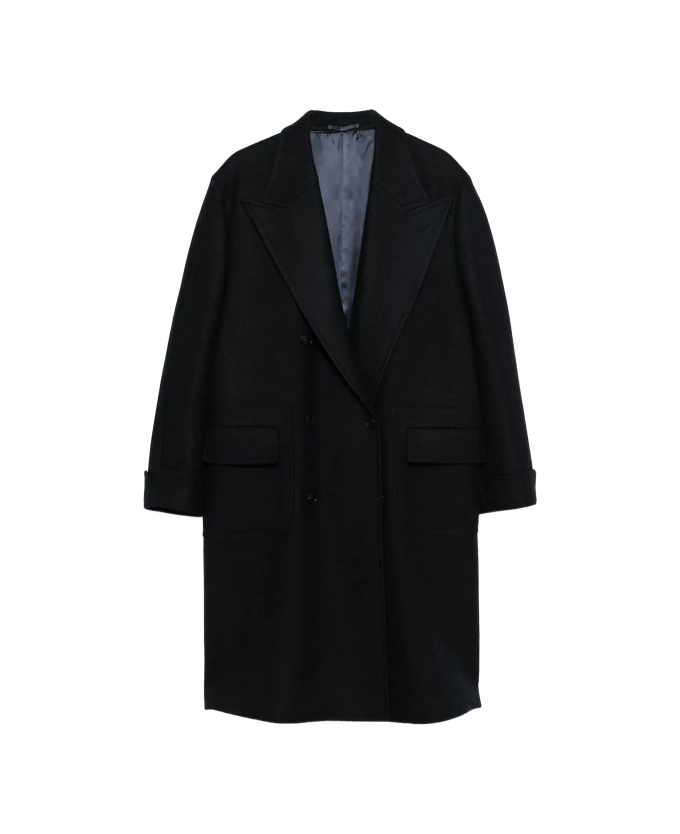 Fortela Double Breasted Wool Coat - Blu