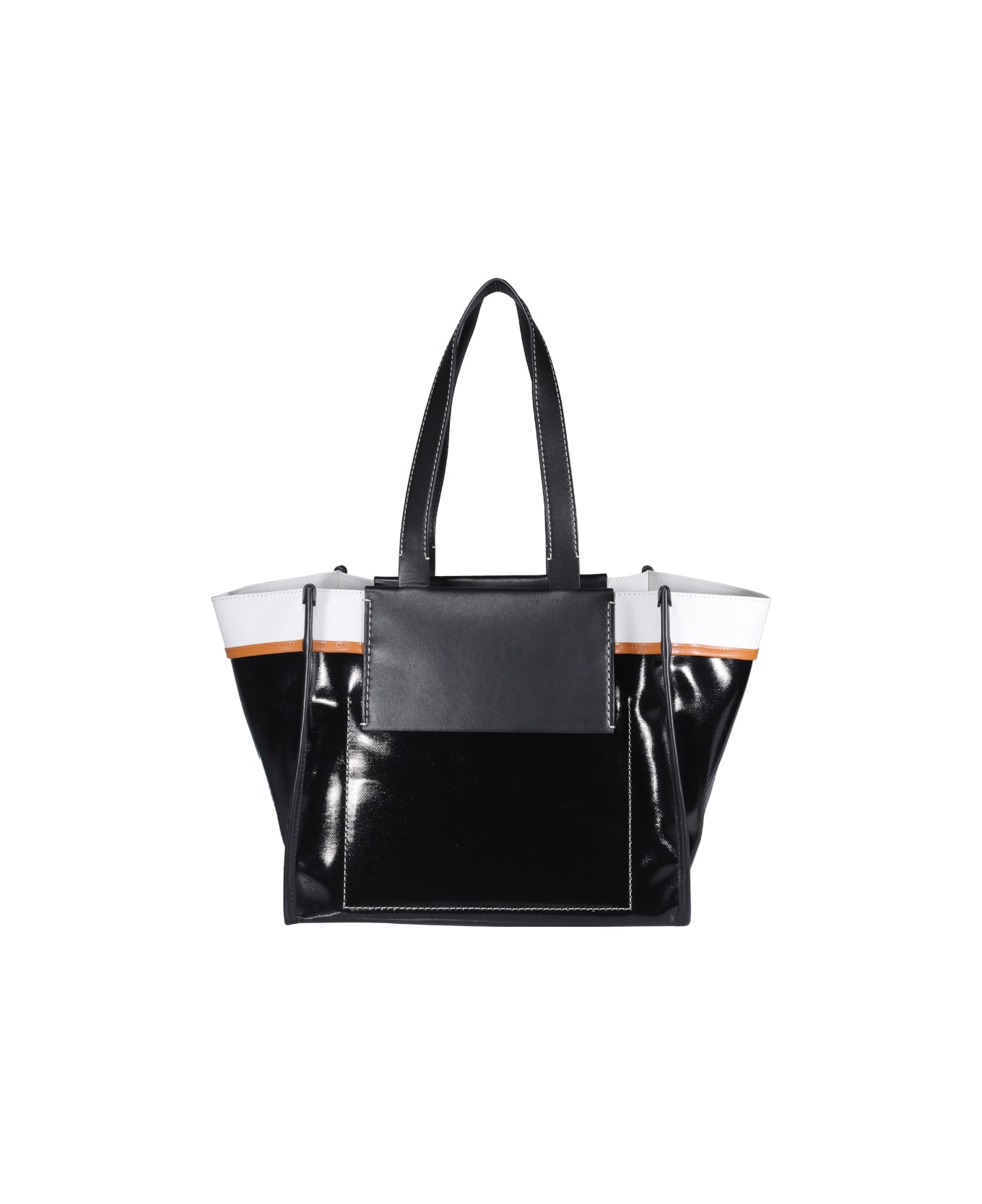 Proenza Schouler Large Morris Coated Canvas Tote - BLACK/WHITE トートバッグ