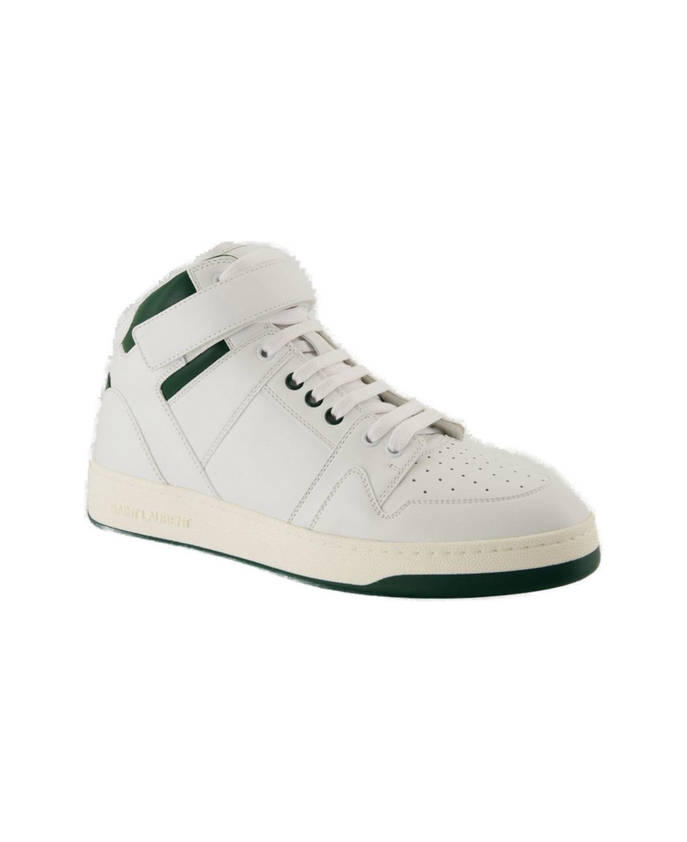 Saint Laurent Lax Round Toe Lace-up Sneakers - Optic White