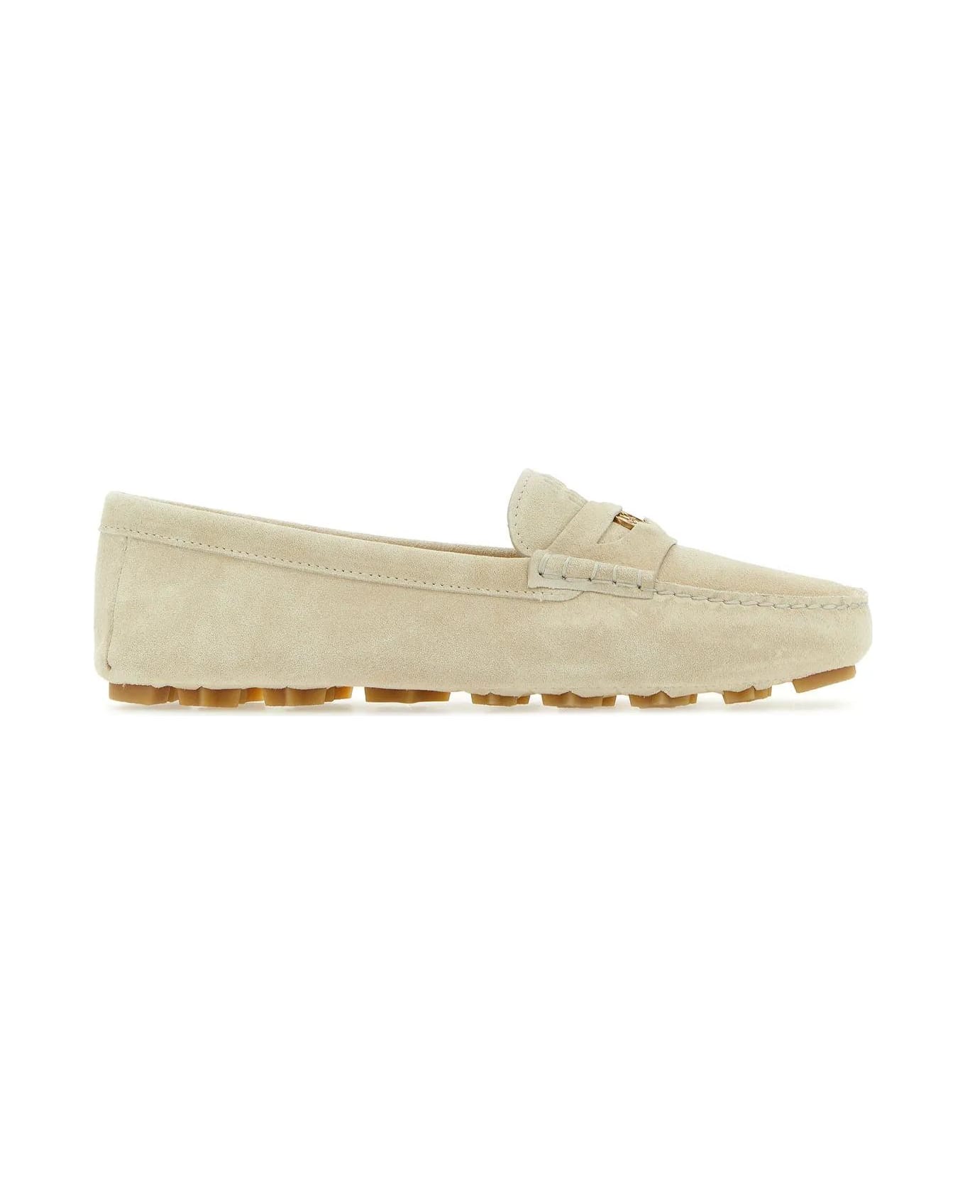 Miu Miu Ivory Suede Loafers - Beige フラットシューズ