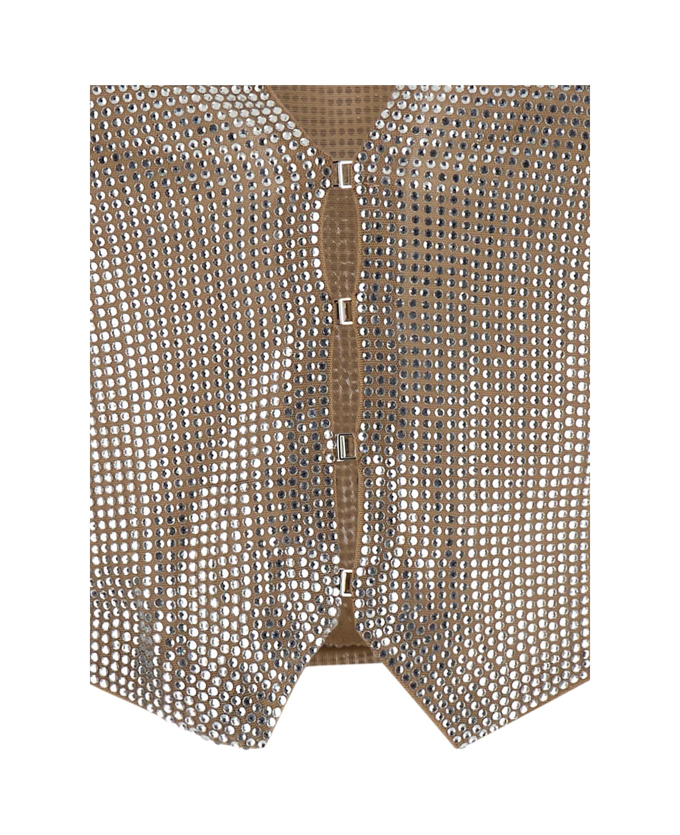 Giuseppe di Morabito Silver/clear Beige V-neck Crop Vest In Technical Fabric Woman - Metallic