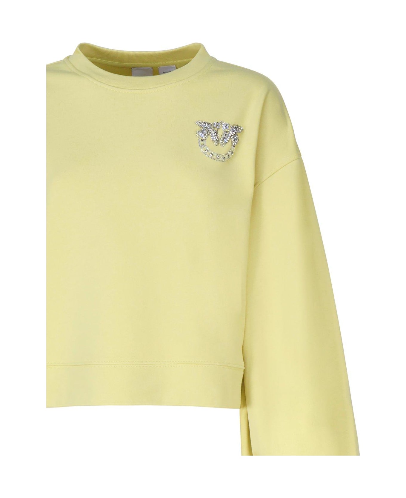 Pinko Logo Embellished Long-sleeved Sweater - Yellow フリース