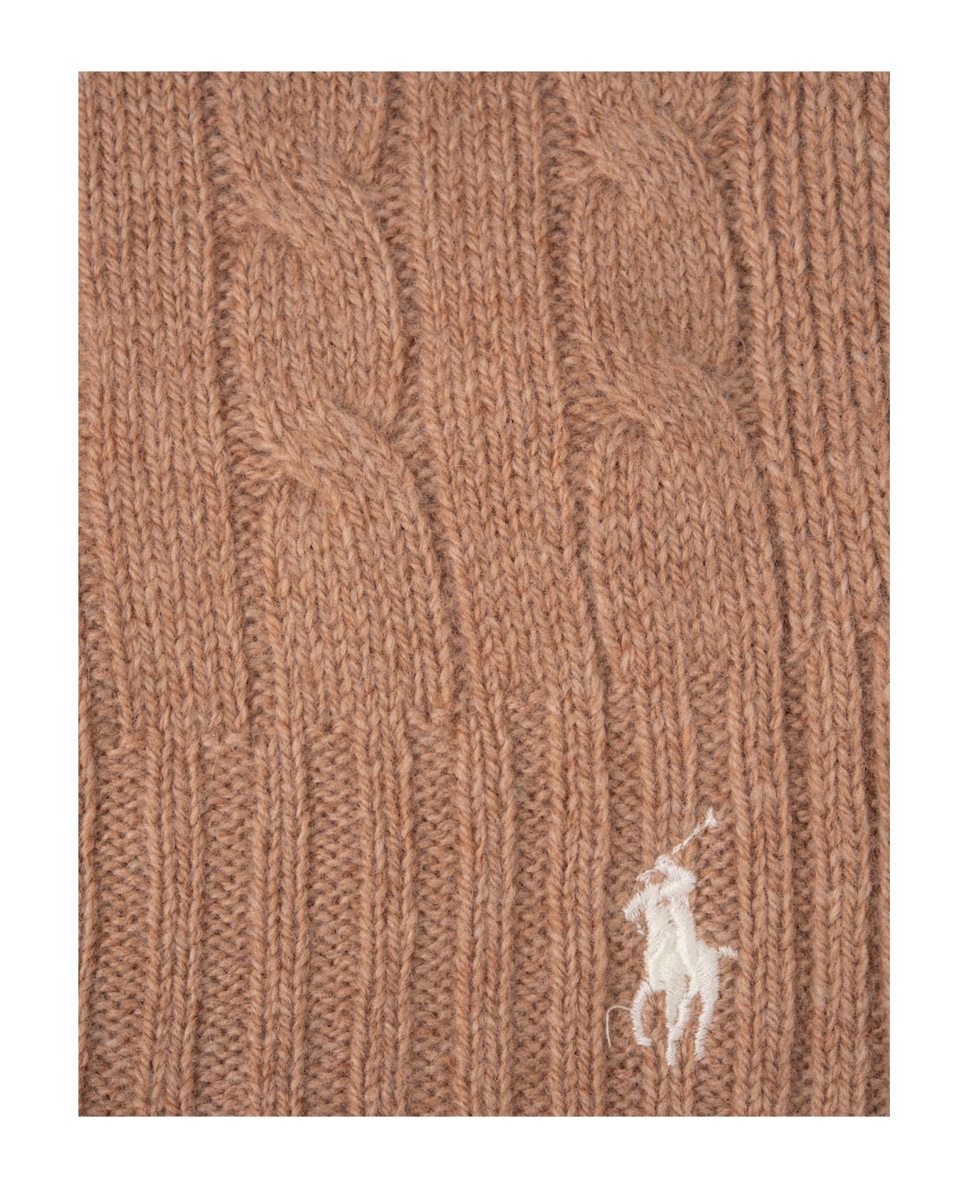 Ralph Lauren Beige Cable-knit Wool-cashmere Scarf - Brown