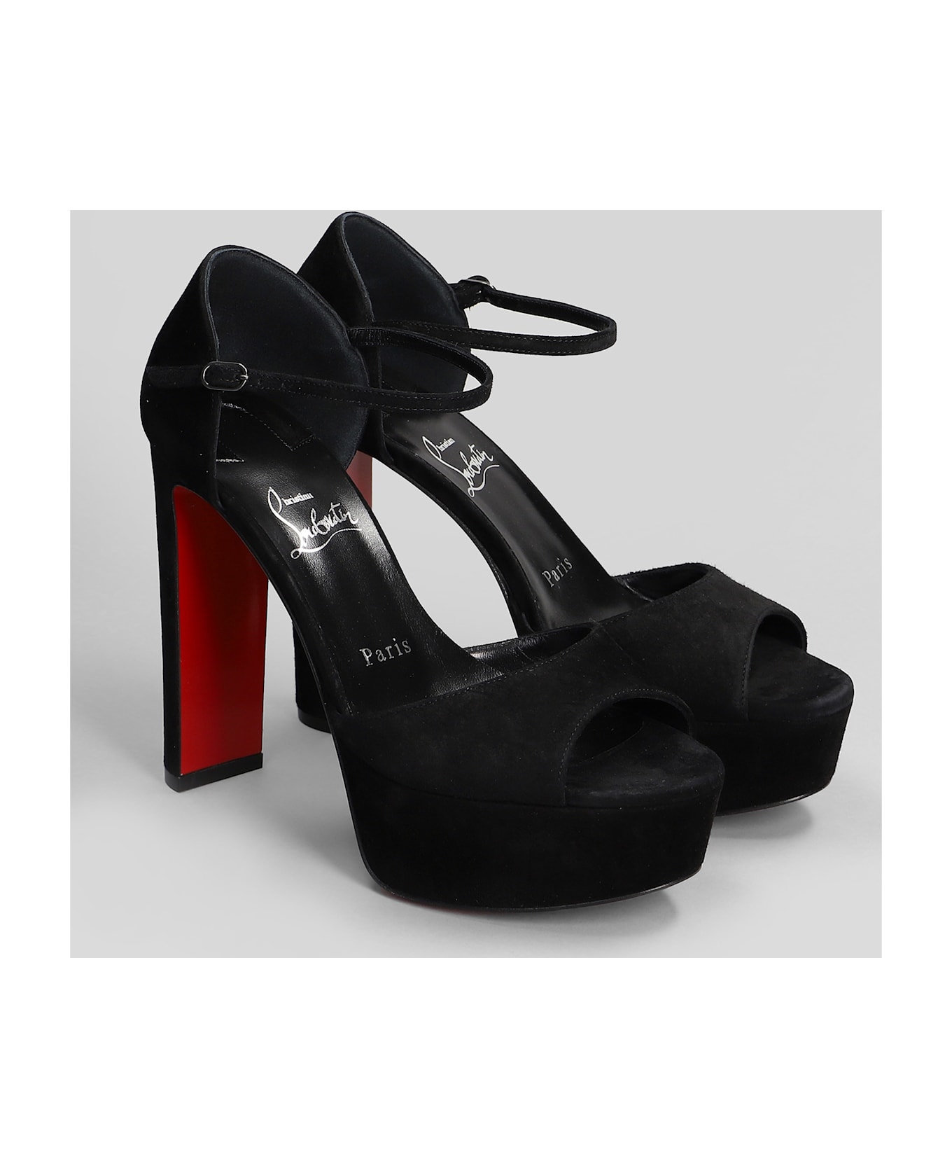 Christian Louboutin Sandaloo 130 Sandals In Black Suede - black