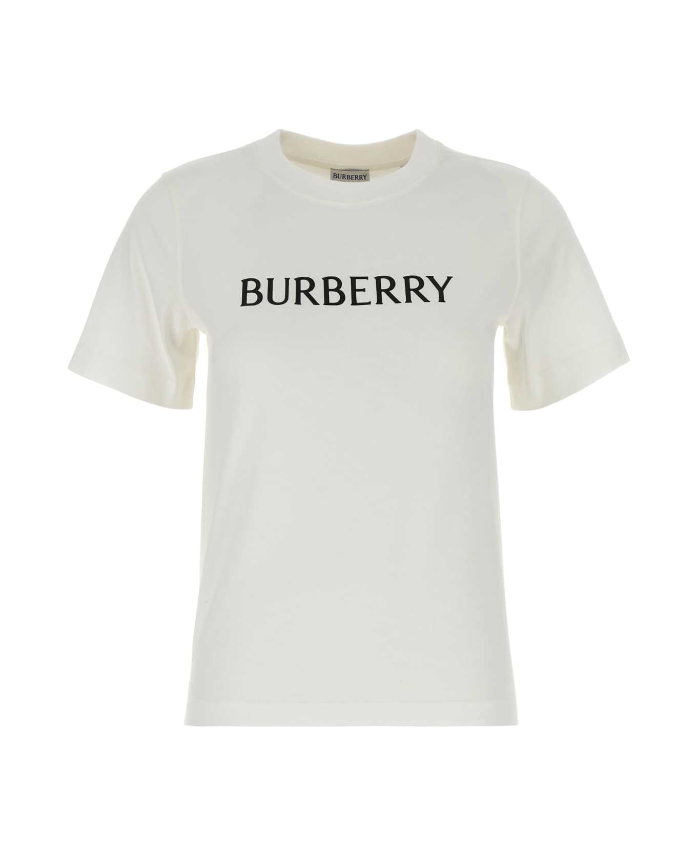 Burberry White Cotton T-shirt - CHALK