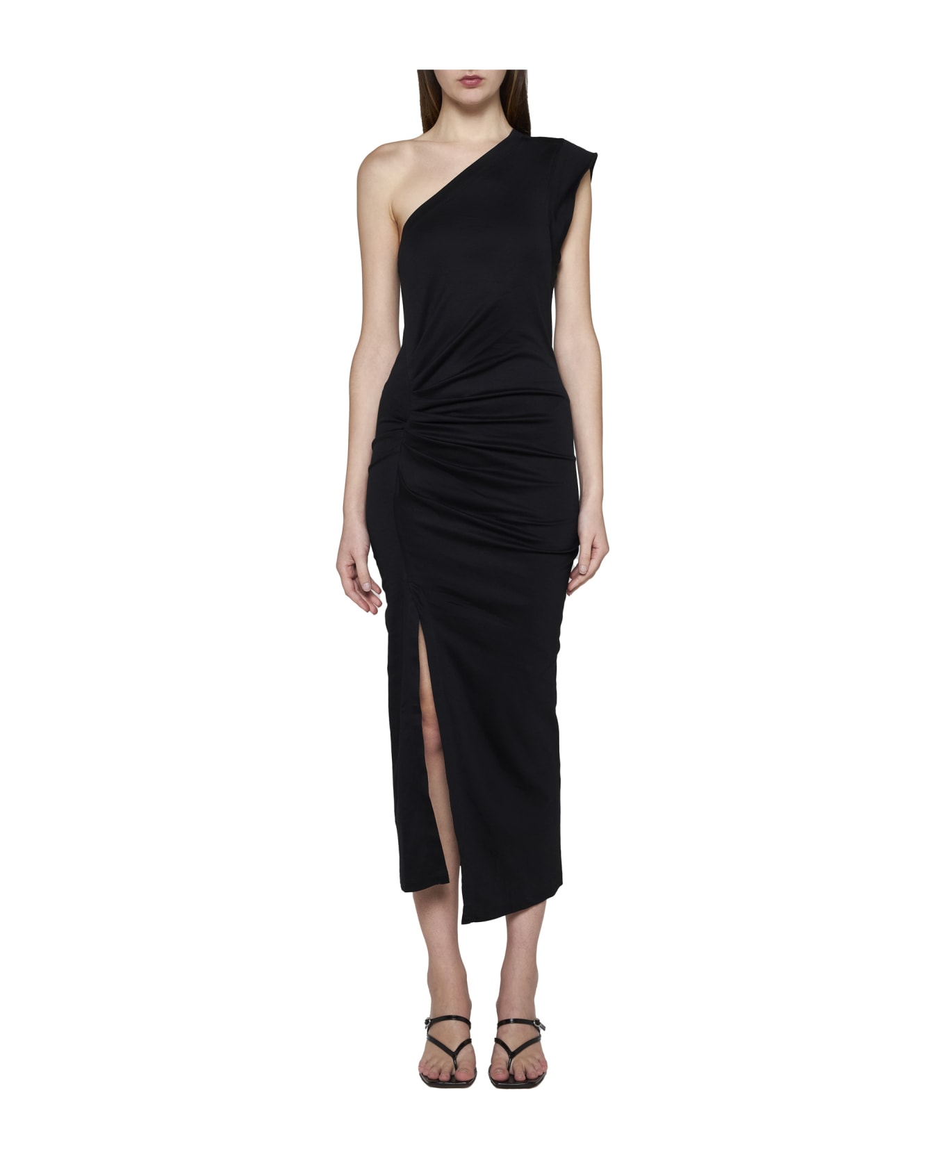 Isabel Marant Maude Cotton One-shoulder Dress - Black